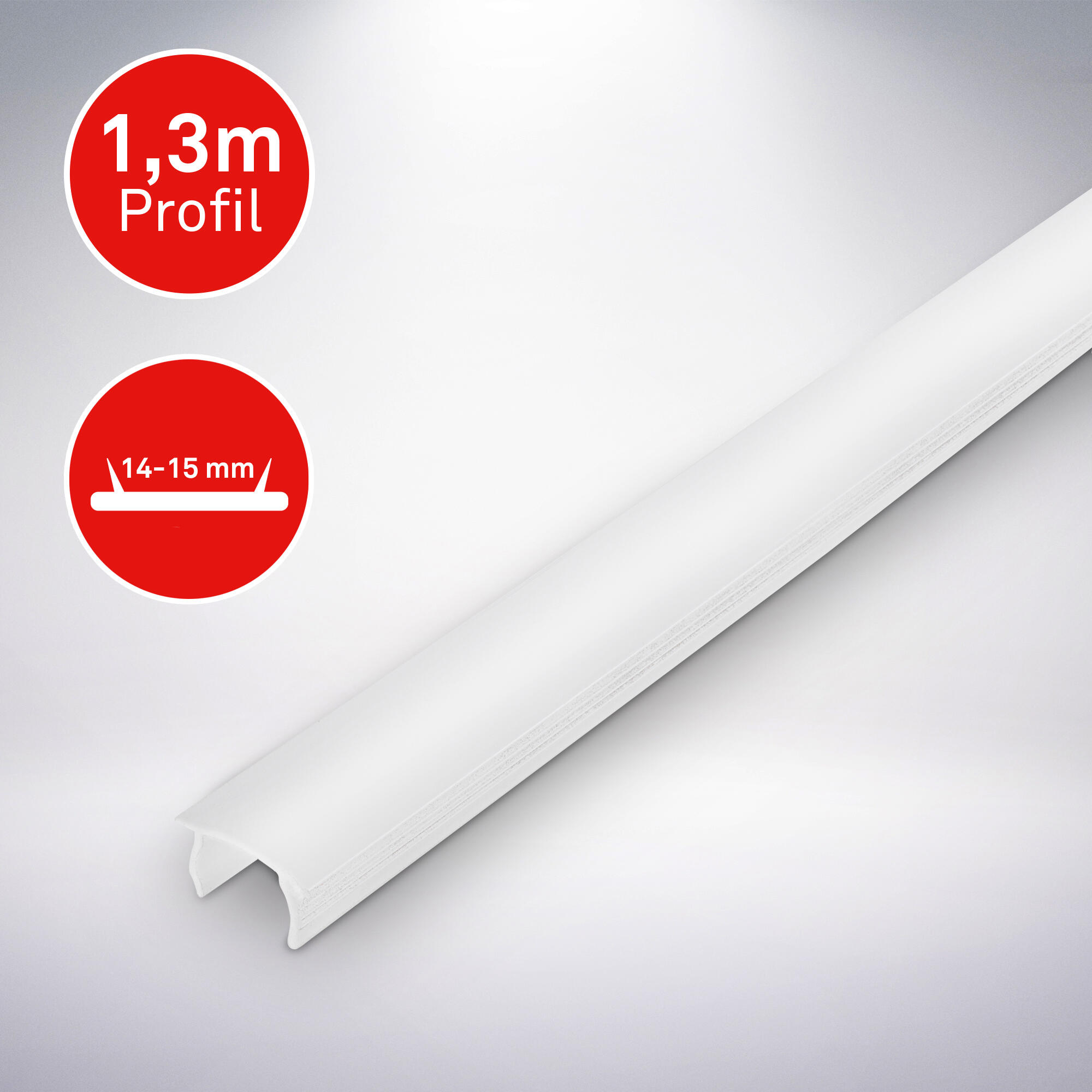 Perfil de policarbonato blanco para tira LED 1.3m - 2