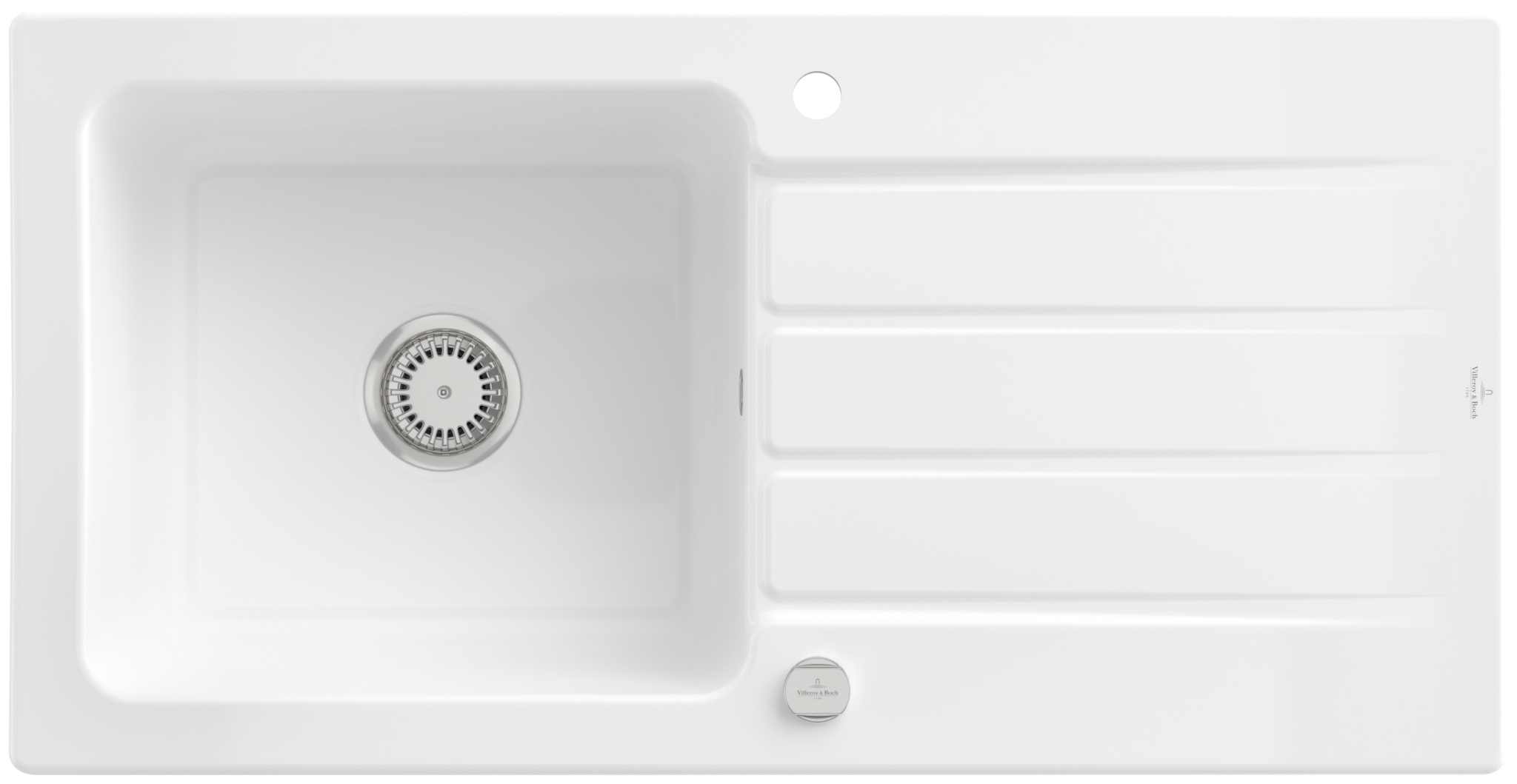 Evier en céramique 1 bac 100 x 51 cm vidage inclus Crystal blanc - 5