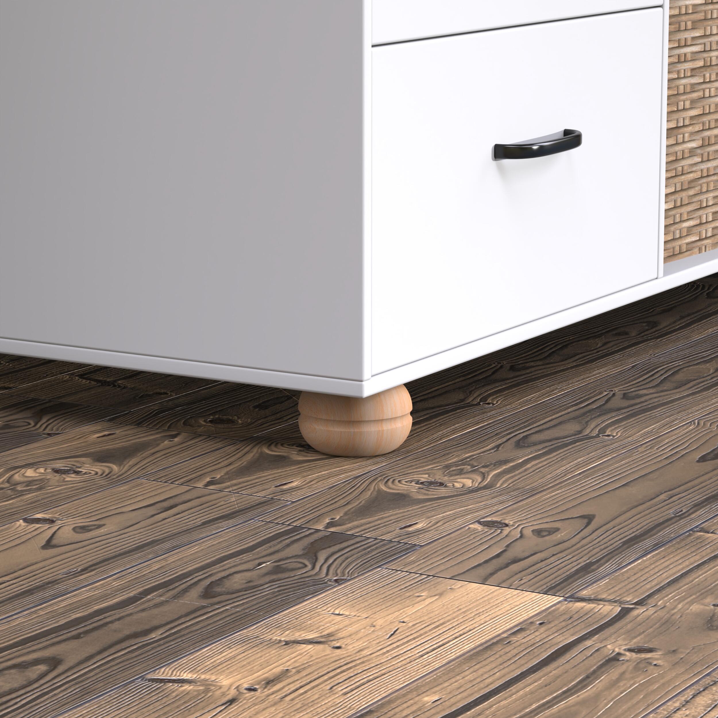 Pied de meuble boule Cime, hêtre brut, diamètre 6.5 cm x hauteur 4 cm - 2