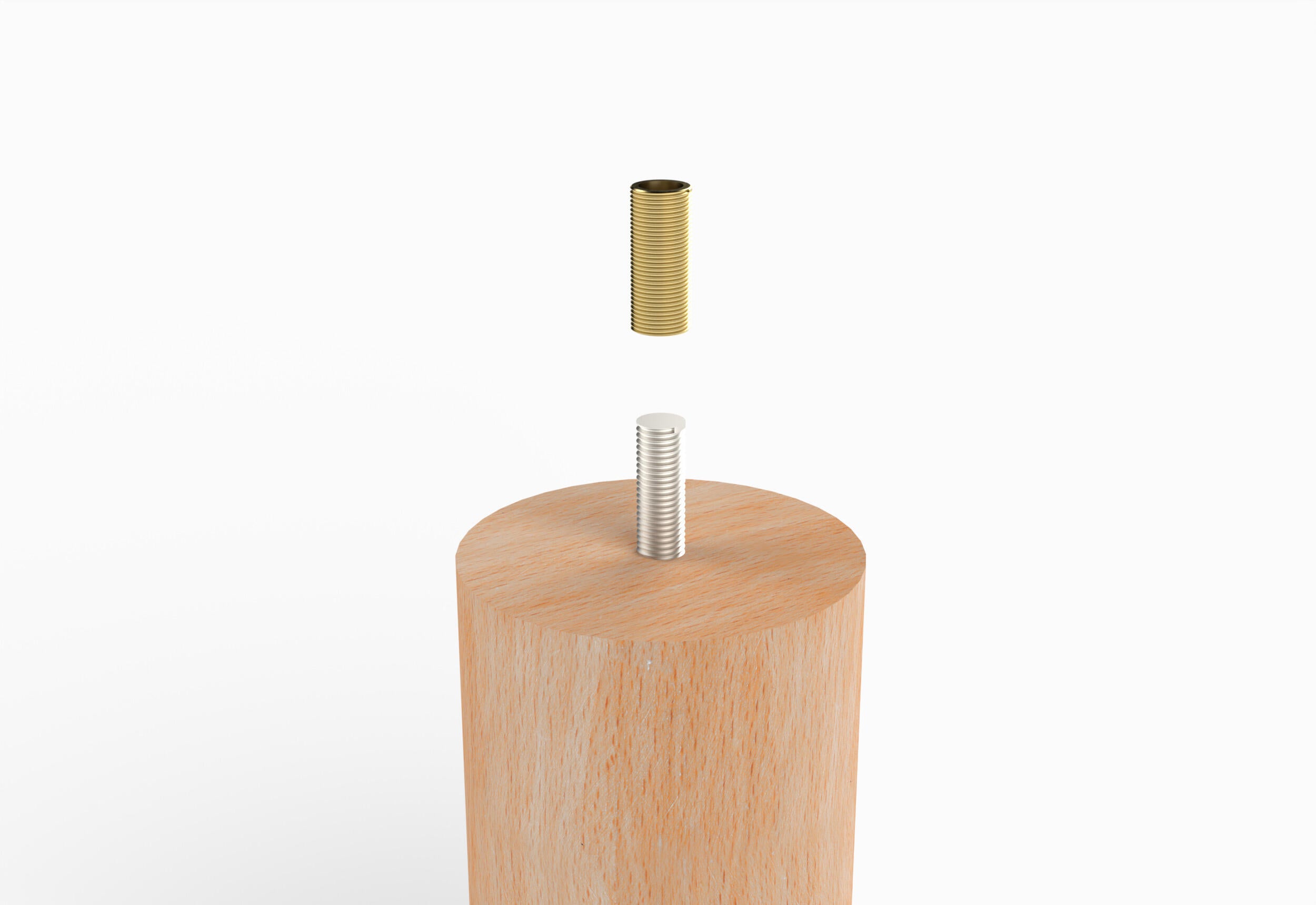 4 adaptateurs acier laiton pour pied de lit, à visser, Diam.10 x H.23 mm - 2