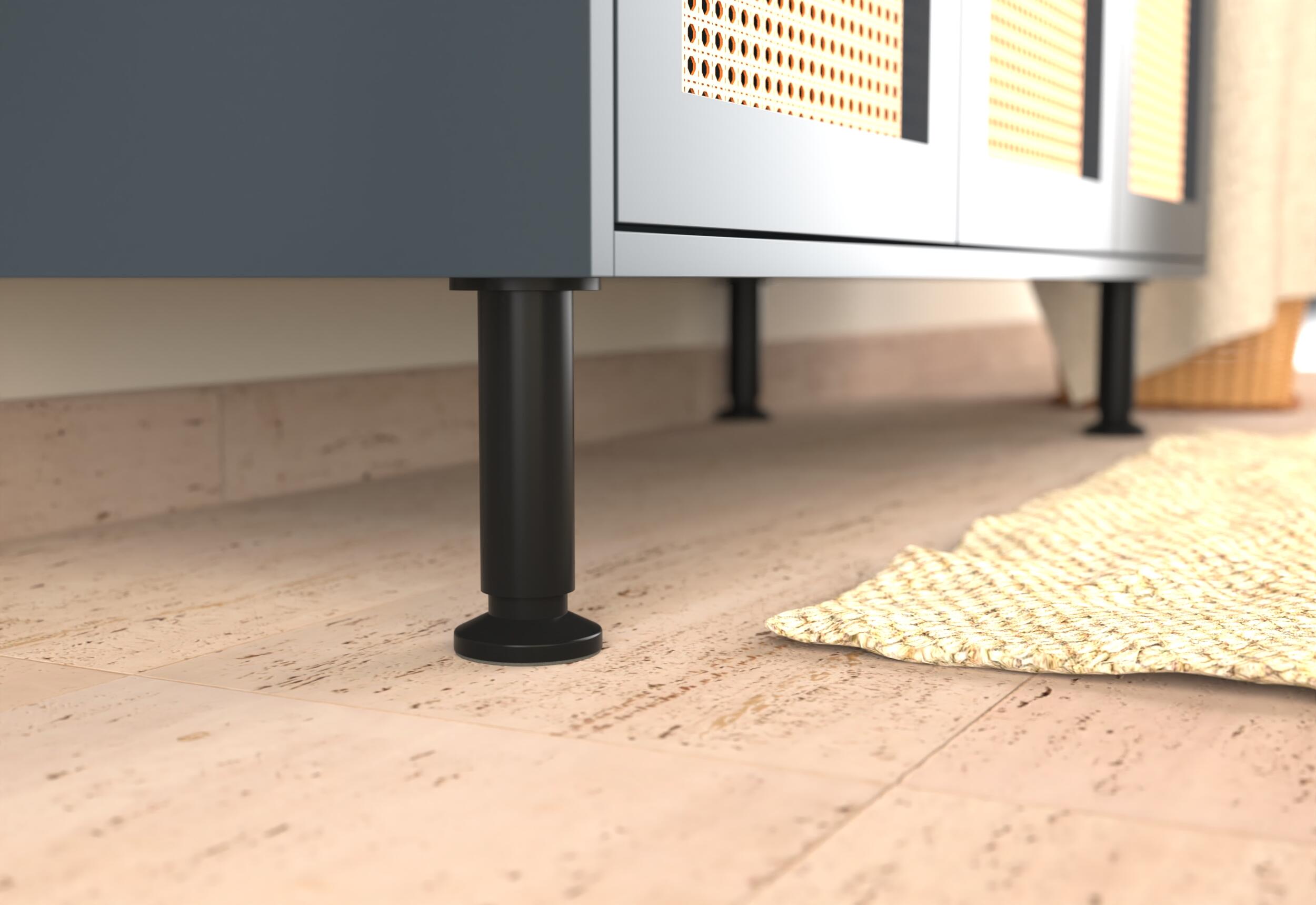 Pied de meuble Cime, noir, diamètre 3.8 cm x hauteur 12 cm - 2