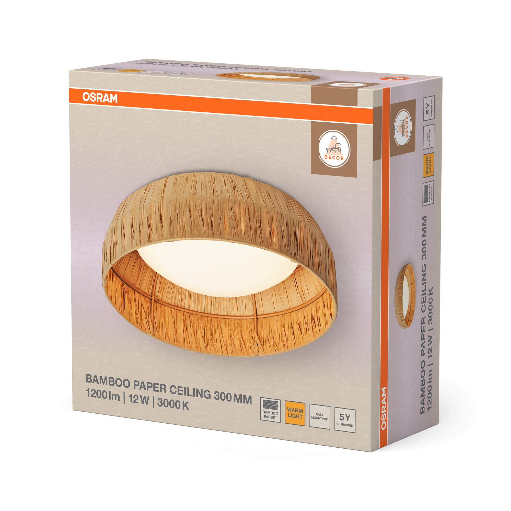 Candeeiro de Teto Bamboo papel D30 400lm 3000k natural - 2