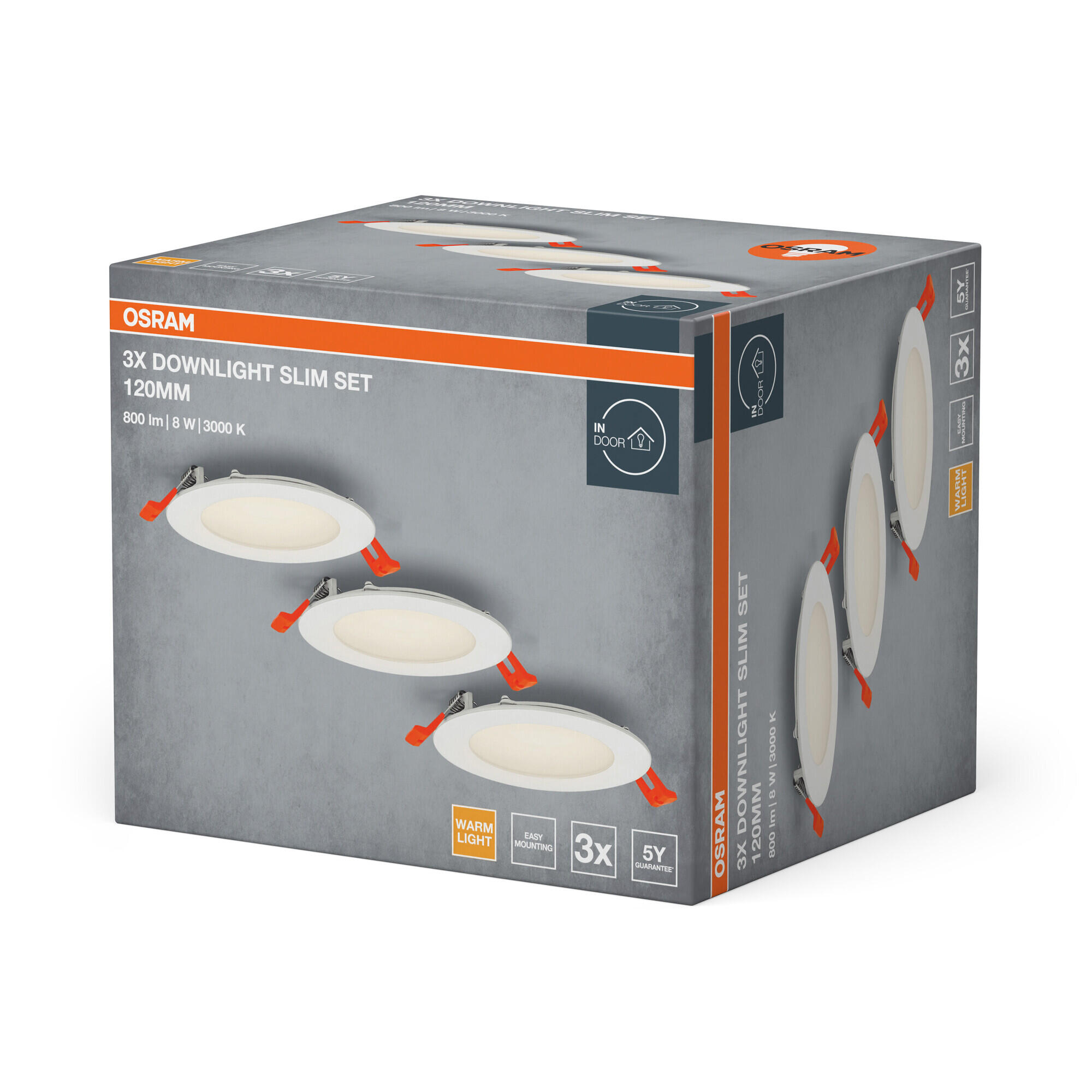 Osram  Pack De 3 Downlight Led Empotrable Redondo Ø12 Cm 800 Lm 8 W Luz Cálido 3000K Ip20, Foco Led Empotrado Para Techos Blanco , Leroy Merlin
