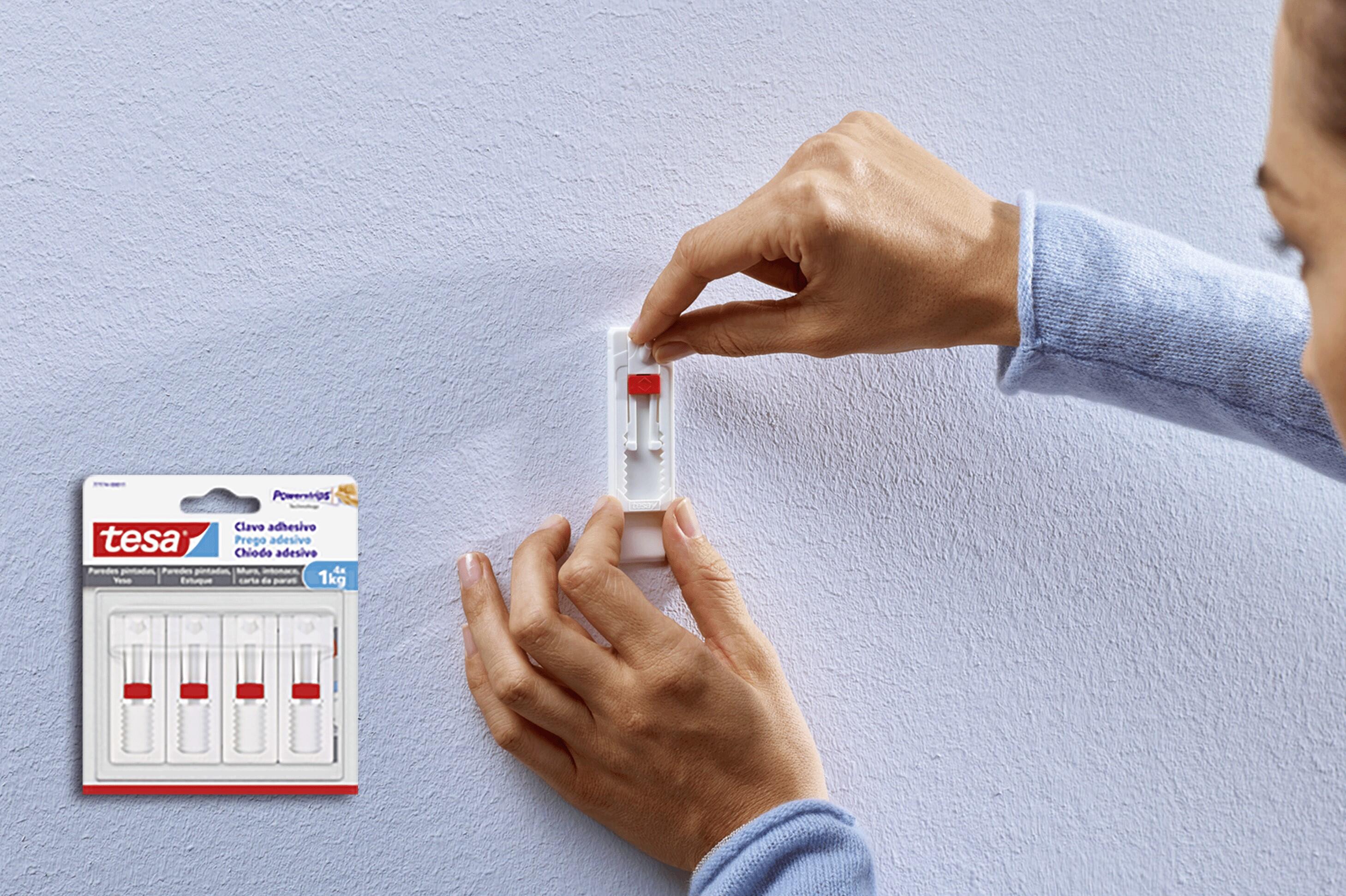 4 Pregos adesivos ajustáveis para paredes pintadas 1 kg Tesa Powerstrips - 2
