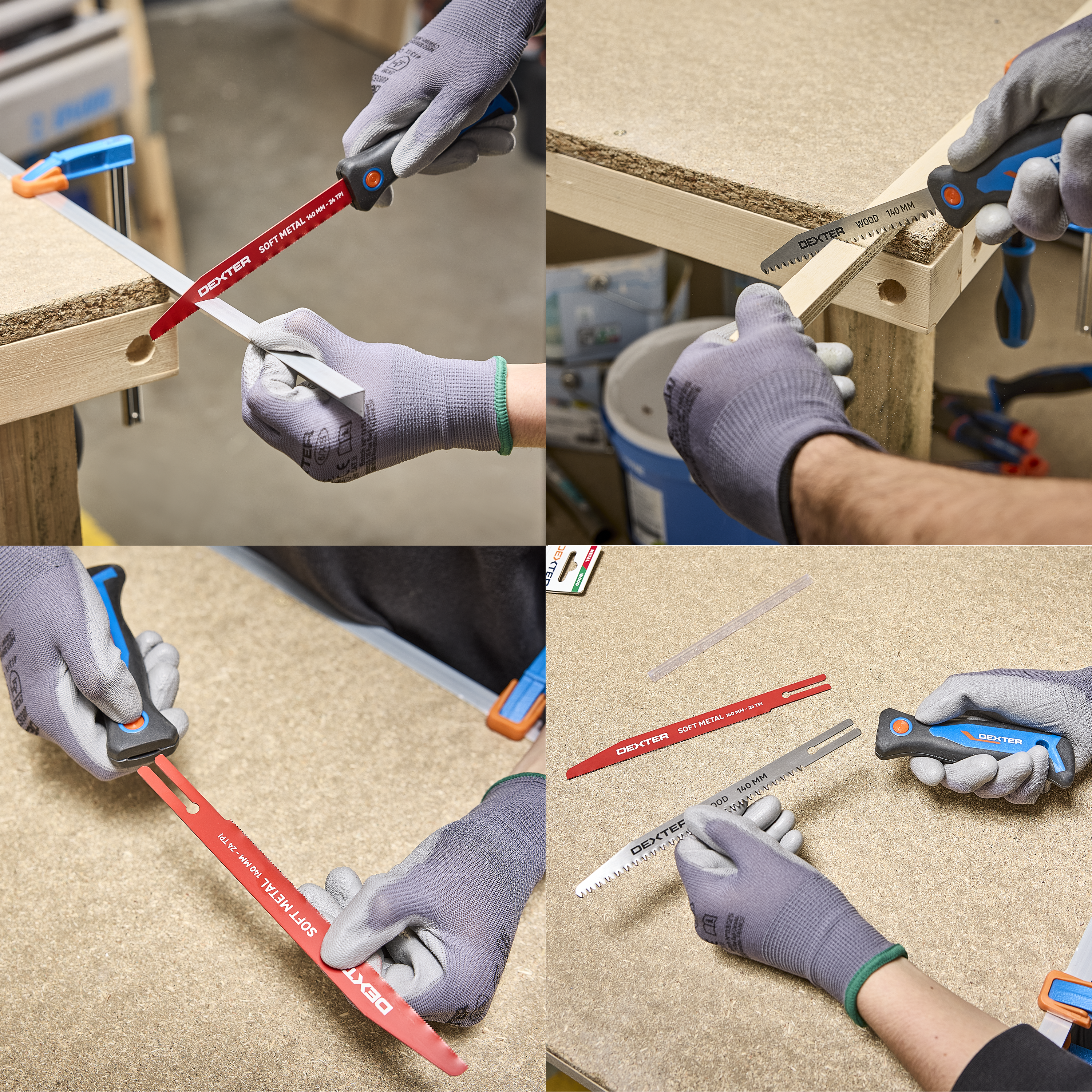 Mini serra 140 mm com 2 lâminas para metal e madeira 9 e 24 TPI Dexter - 4