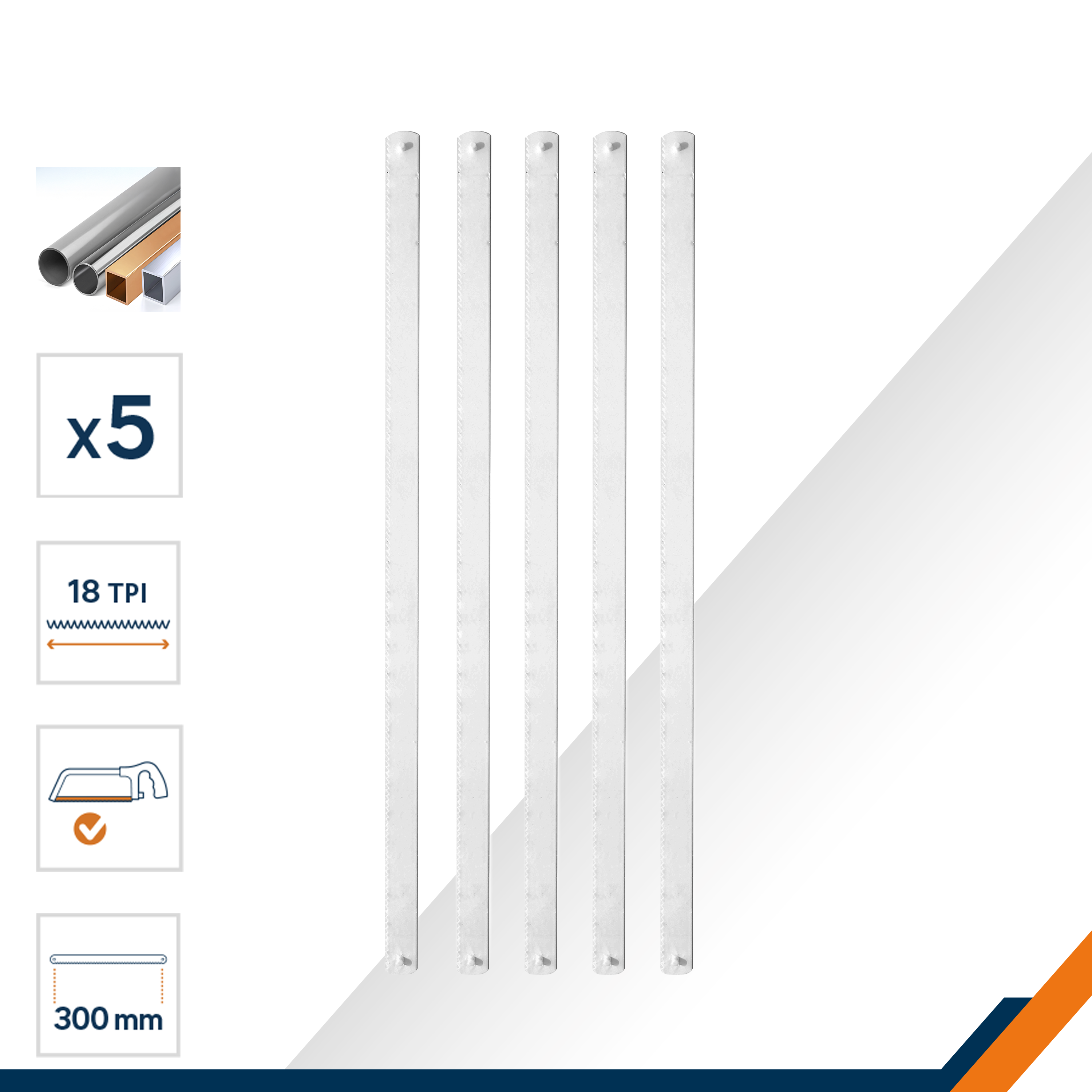 5 Lâminas de serra para metal e pvc 150 mm Dexter 24 TPI - 2
