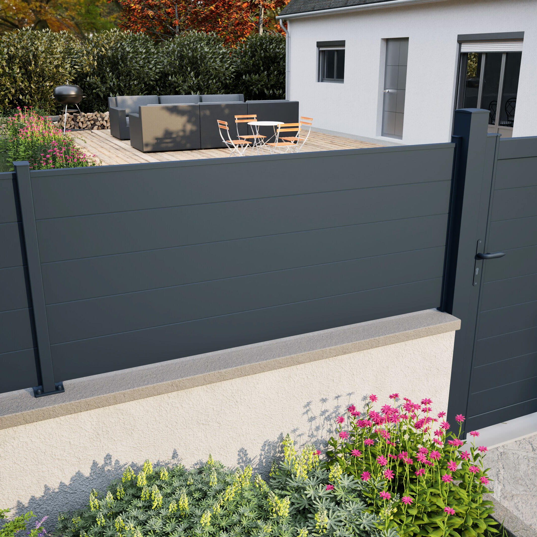 Lame de clôture alu anthracite RAL-7016 Lao, KLOS UP, L.176 x H.15 cm x Ep.25mm - 4