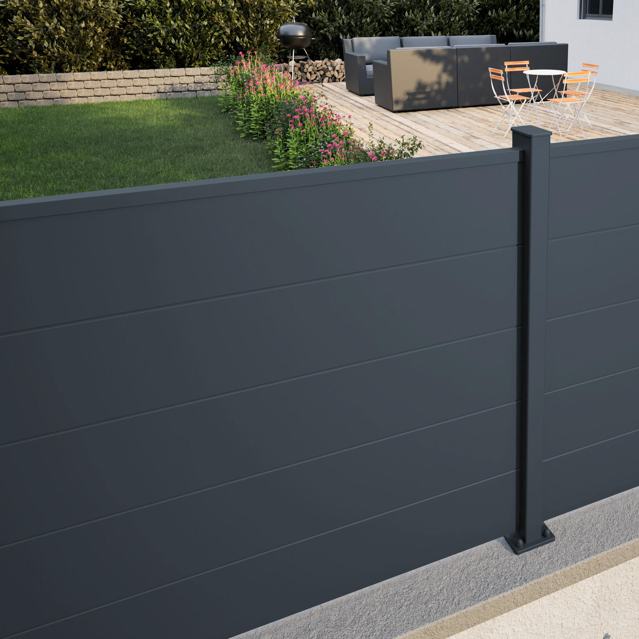 Lame de clôture alu anthracite RAL-7016 Lao, KLOS UP, L.176 x H.15 cm x Ep.25mm - 3