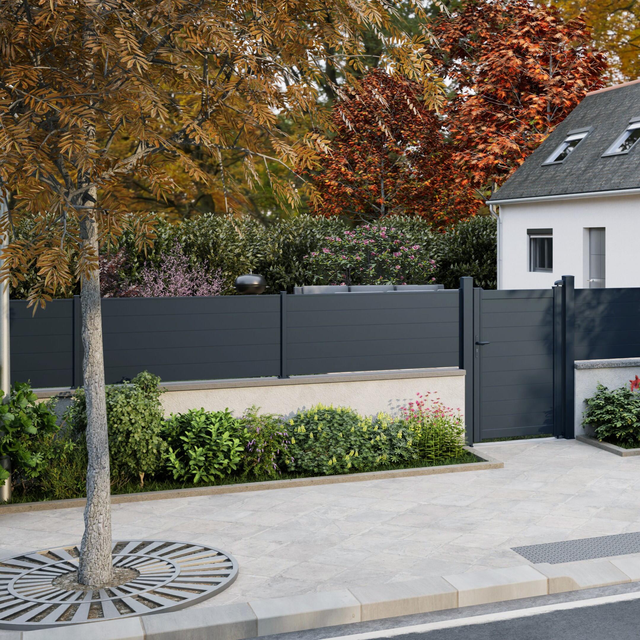 Lame de clôture alu anthracite RAL-7016 Lao, KLOS UP, L.176 x H.15 cm x Ep.25mm - 2