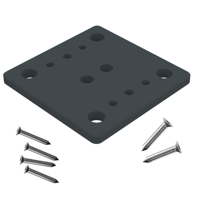 Platine de fixation à visser acier, KLOS UP, H.0.8 cm x section 100 x 100 mm