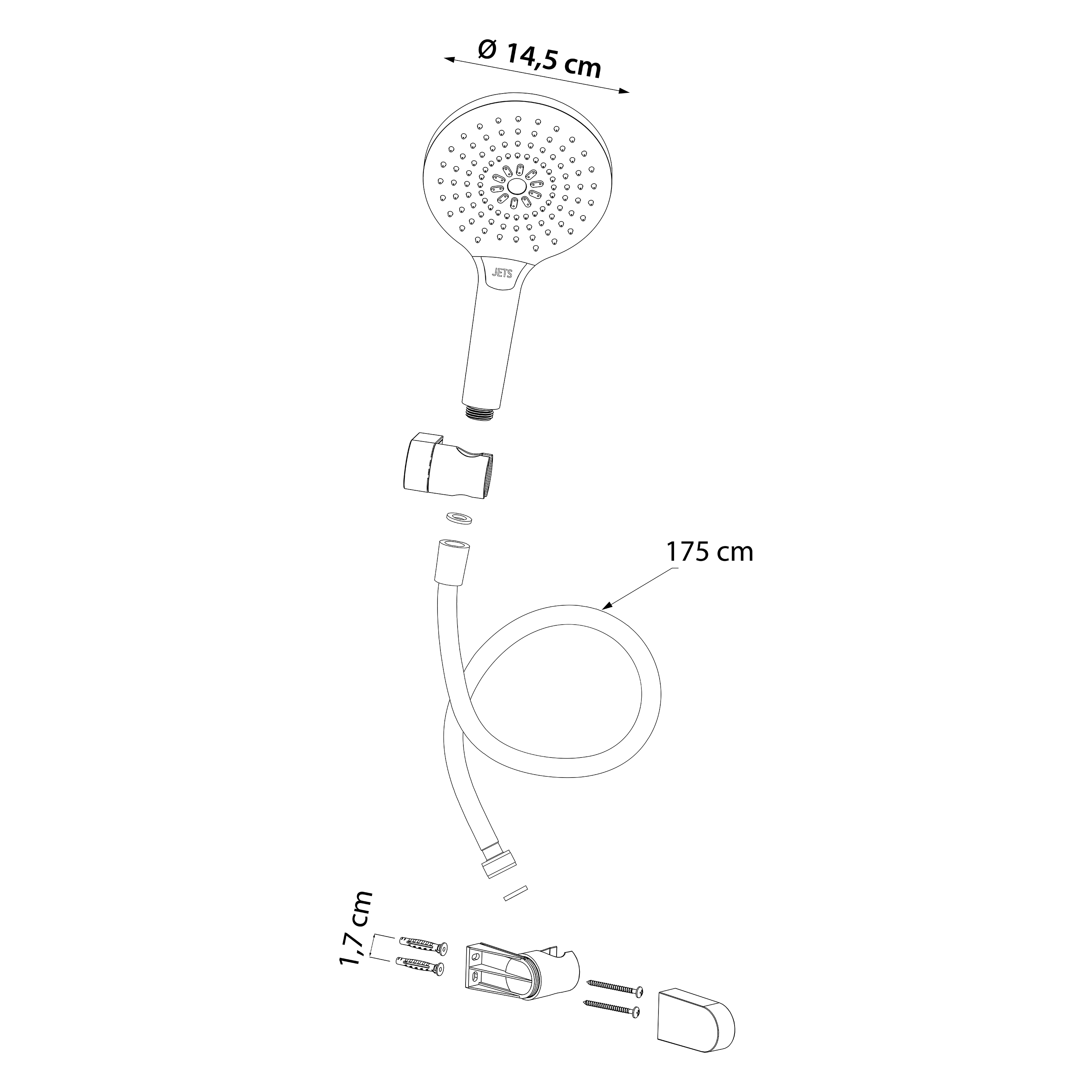 Pommeau, flexible et support mural3, SENSEA Etna chromé - 7