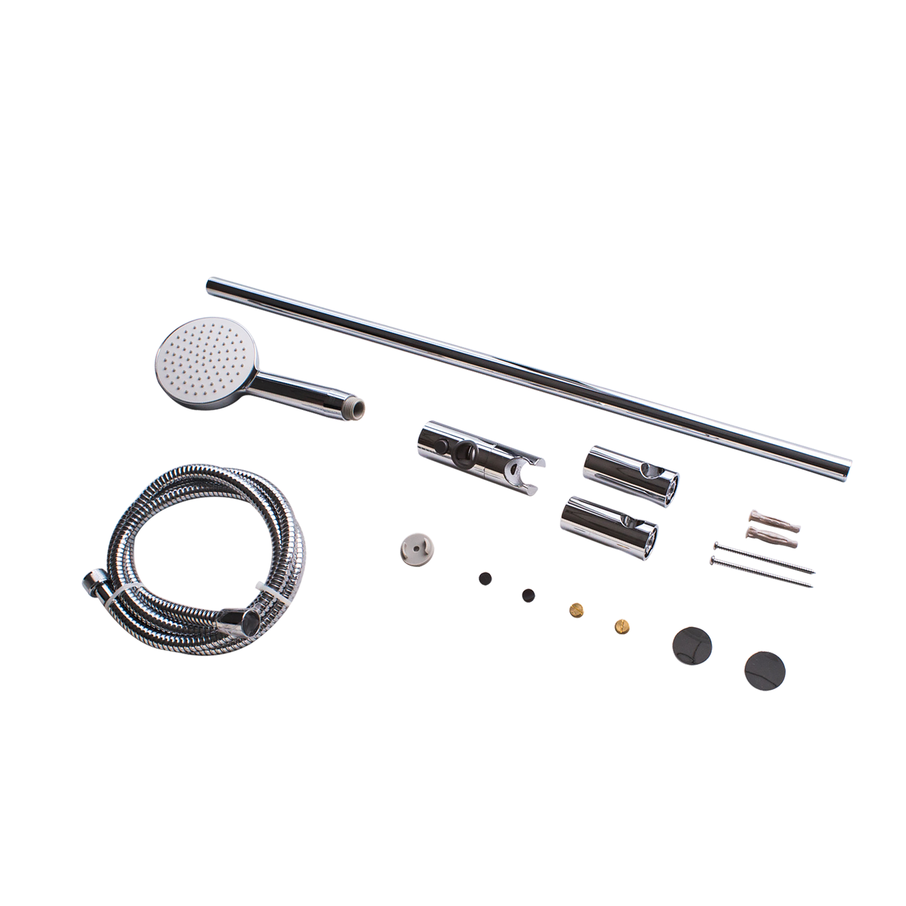 Pommeau de douche 1 jet, flexible et barre chromé SENSEA Essential - 4