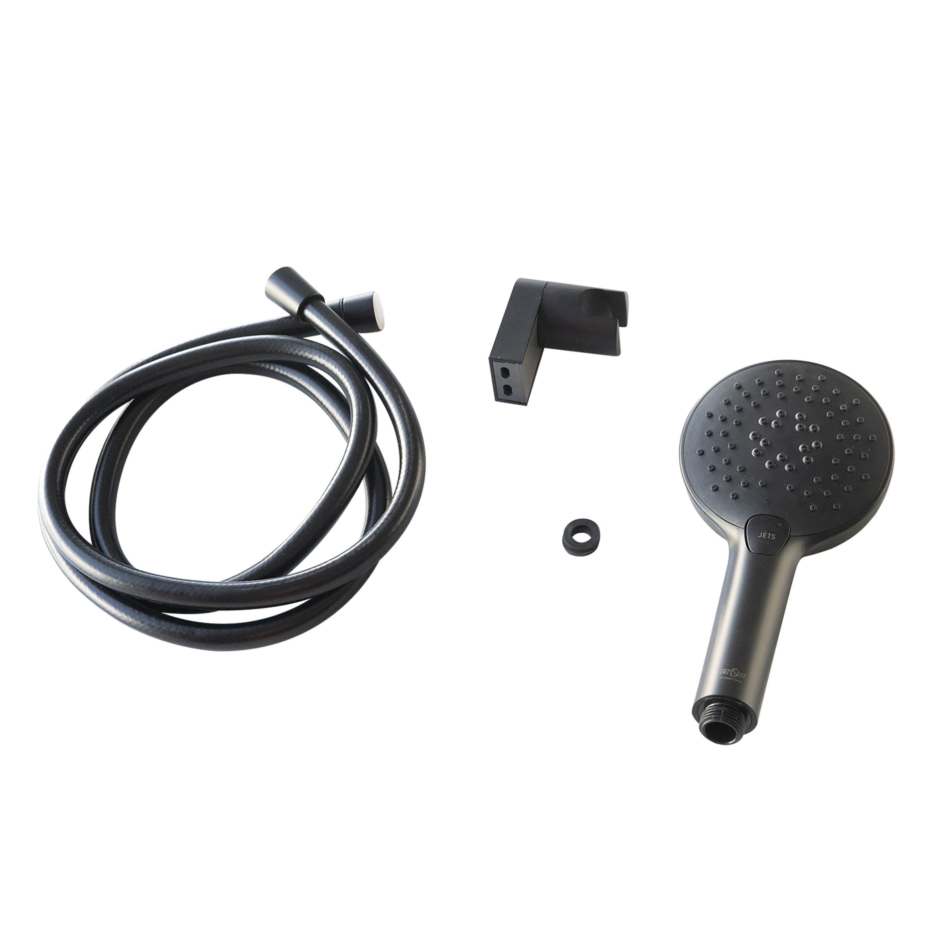 Alcachofa de ducha + flexo + soporte SENSEA Bora negro con 3 funciones - 8