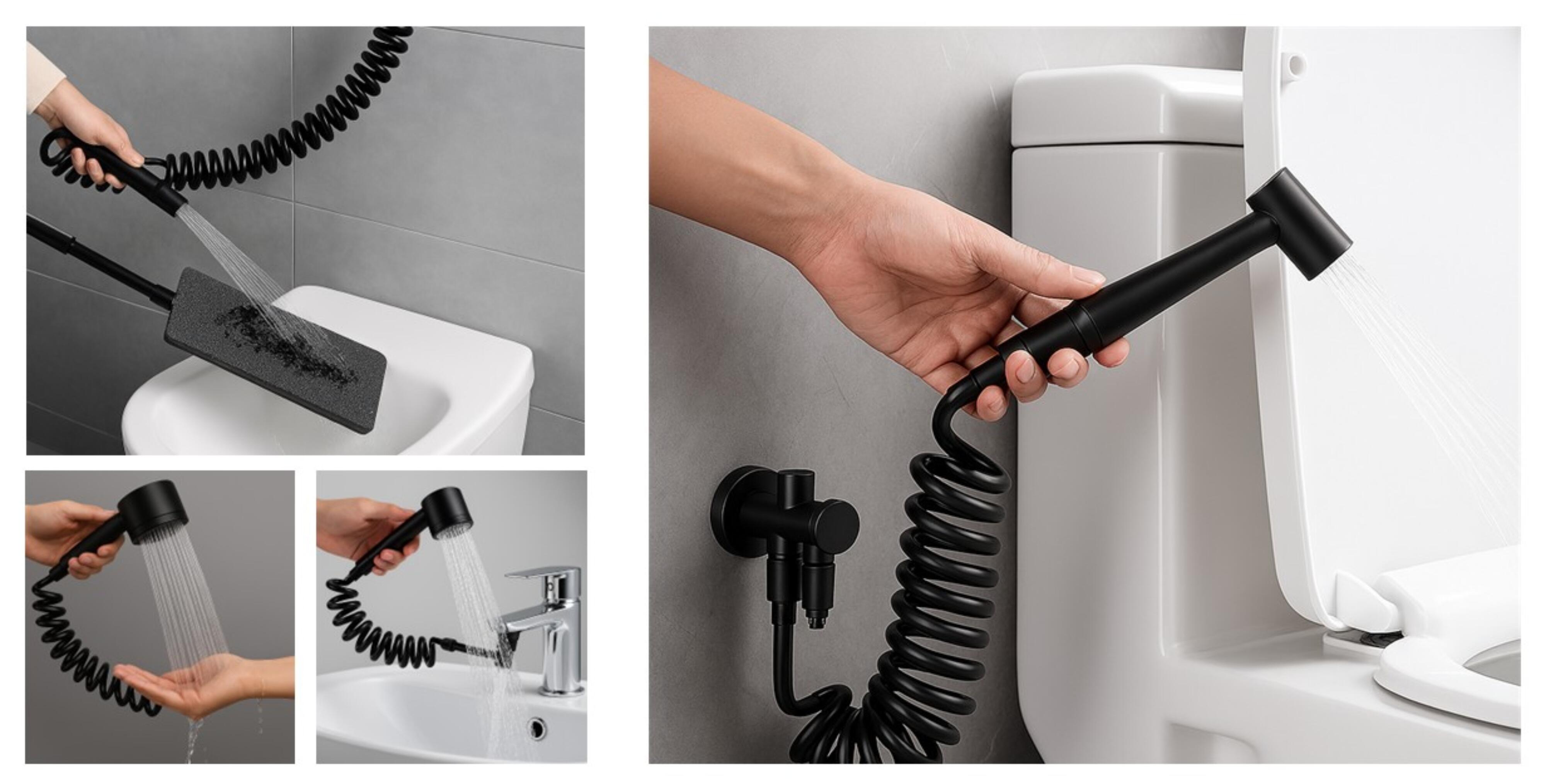 Flexo de ducha extensible, antitorsión EDOUARD ROUSSEAU 1.50m compatible con bidé y ducha higiénica negro mate  - 2