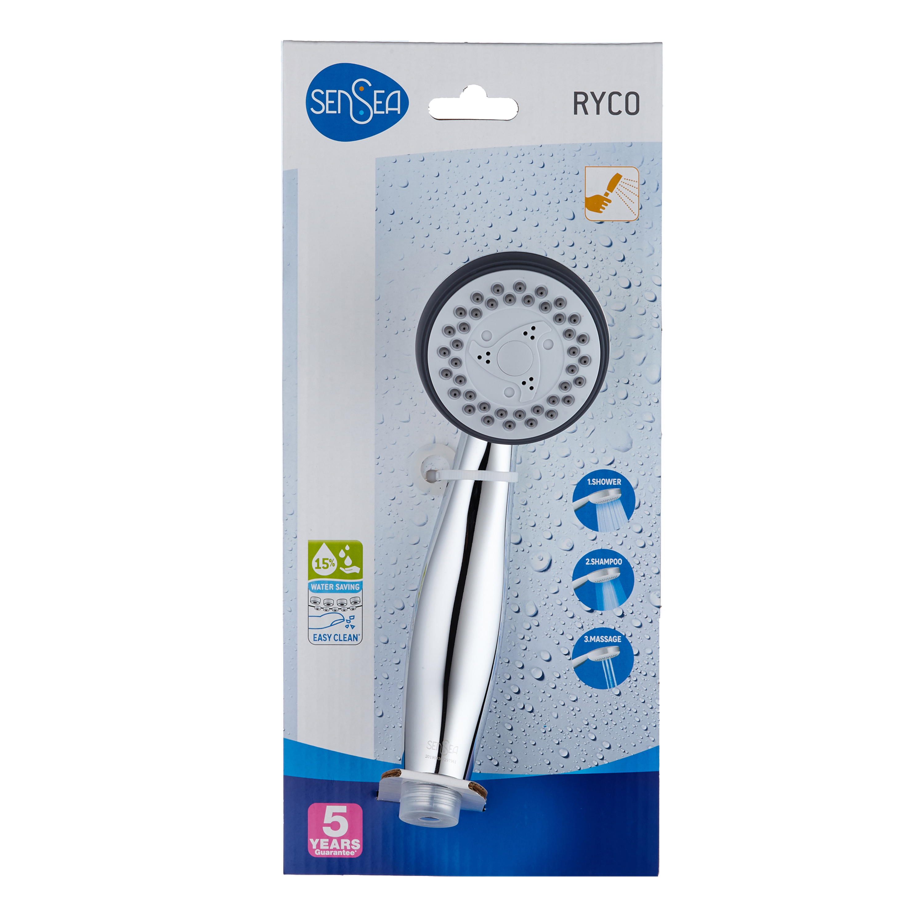 Doccetta SENSEA Ryco in abs L 6.8 x H 20.8 x P 7 cm con anticalcare 3 getti - 6