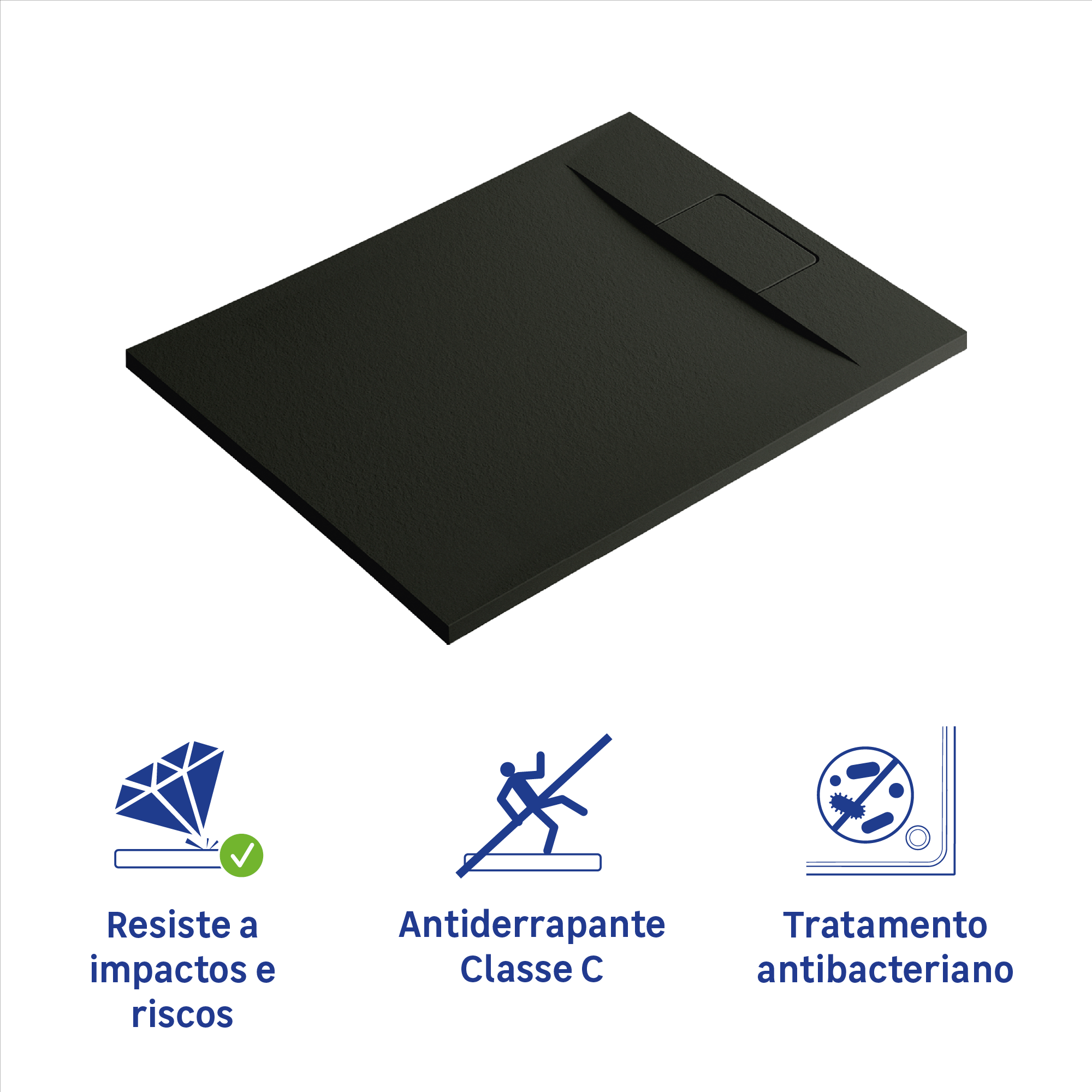 Base de duche 160x70 cm preto mate Sensea Neo - 9