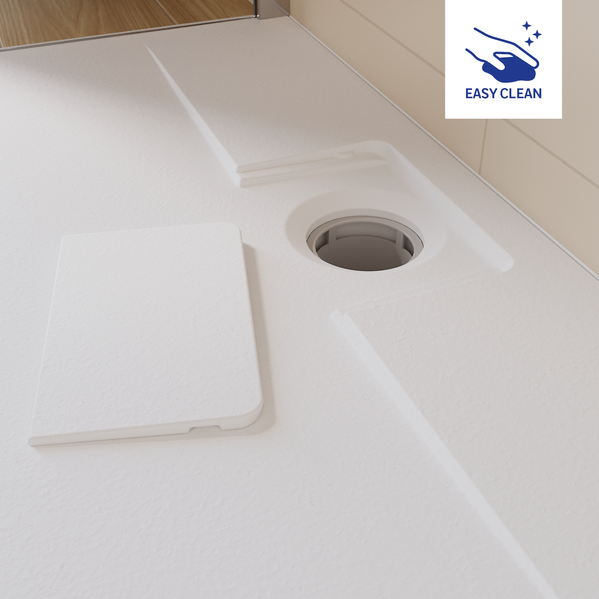 Receveur de douche extraplat, résine, blanc L.140 x l.90 cm, Neo - 4