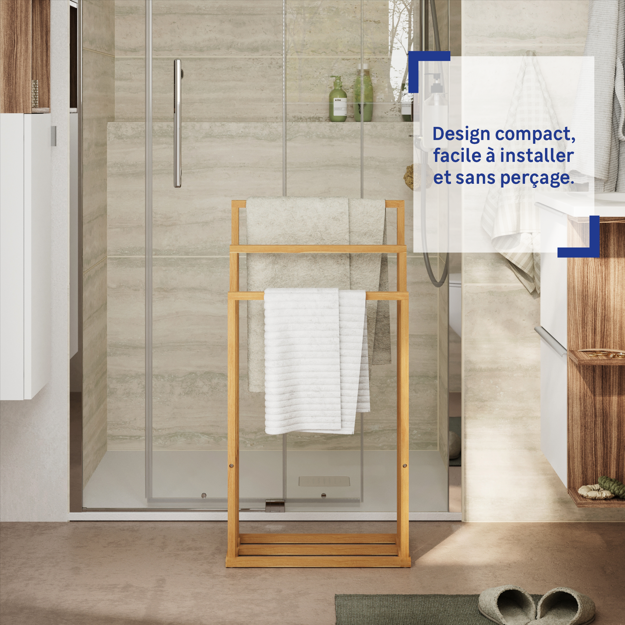 Porte-serviette sur pied Bambou marron SENSEA - 6