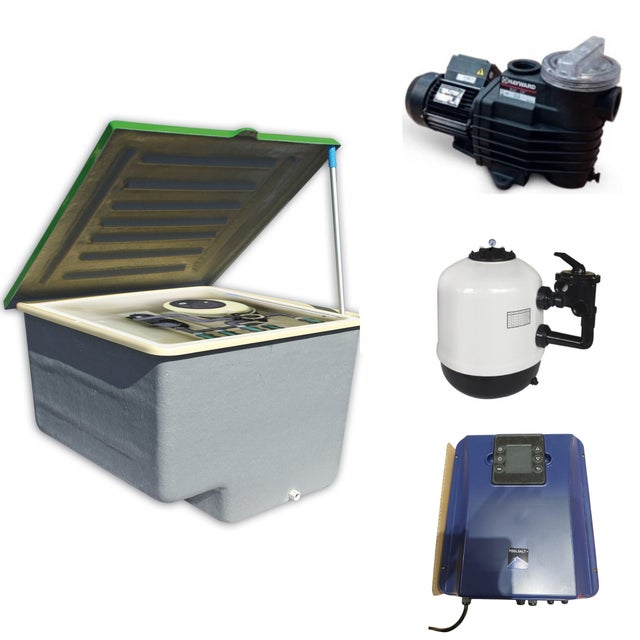 CASETA CON FILTRO LAMINADO 600MM+BOMBA 1CV+CLORADOR+PH 25G SERIE L-80