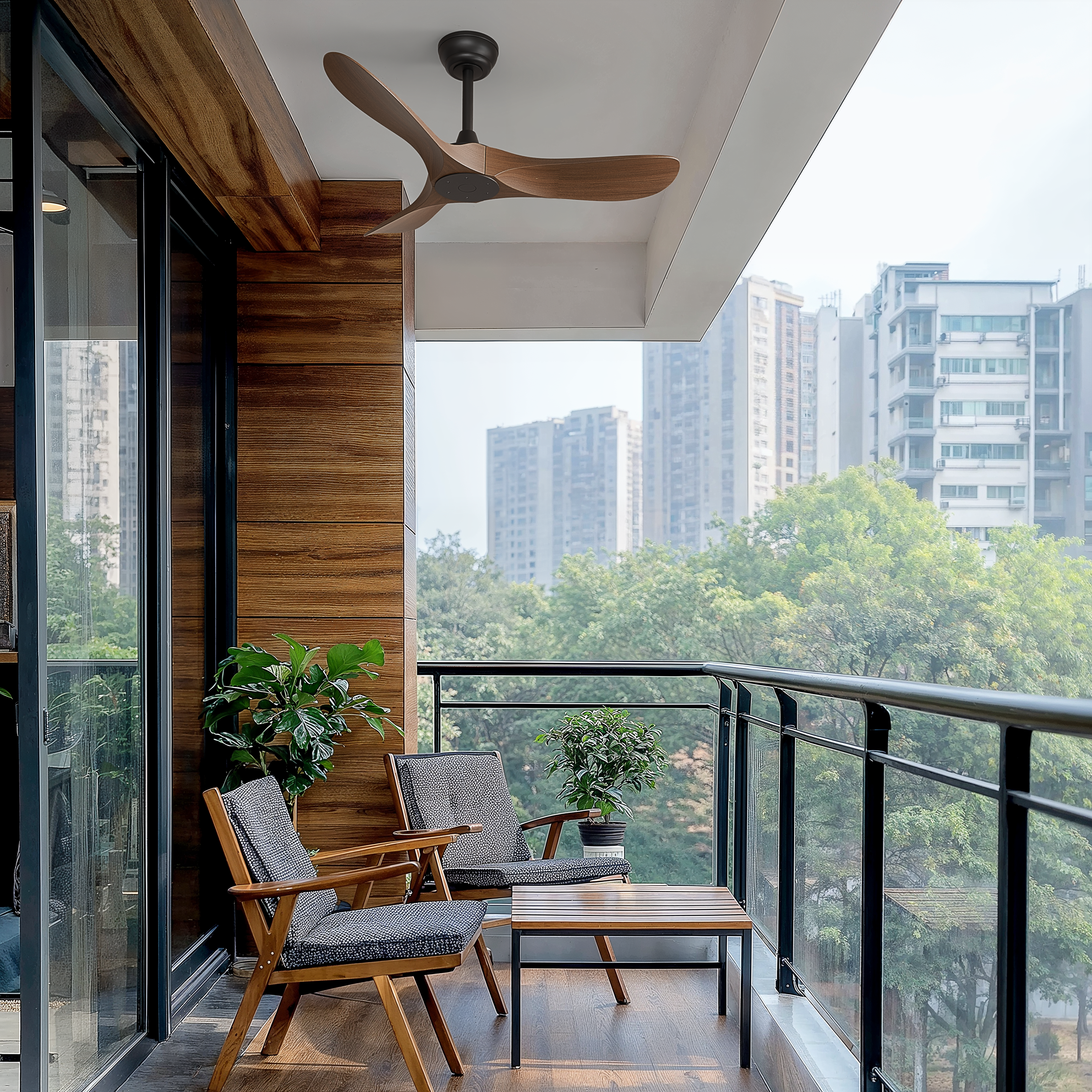 Ventilador de techo sin luz exterior silencioso DC 29W con mando ø107 cm Chula SULION marrón 3 aspas |6 velocidades |modo verano/invierno |brisa| temporizador |recomendado de 13 a 20m² - 3