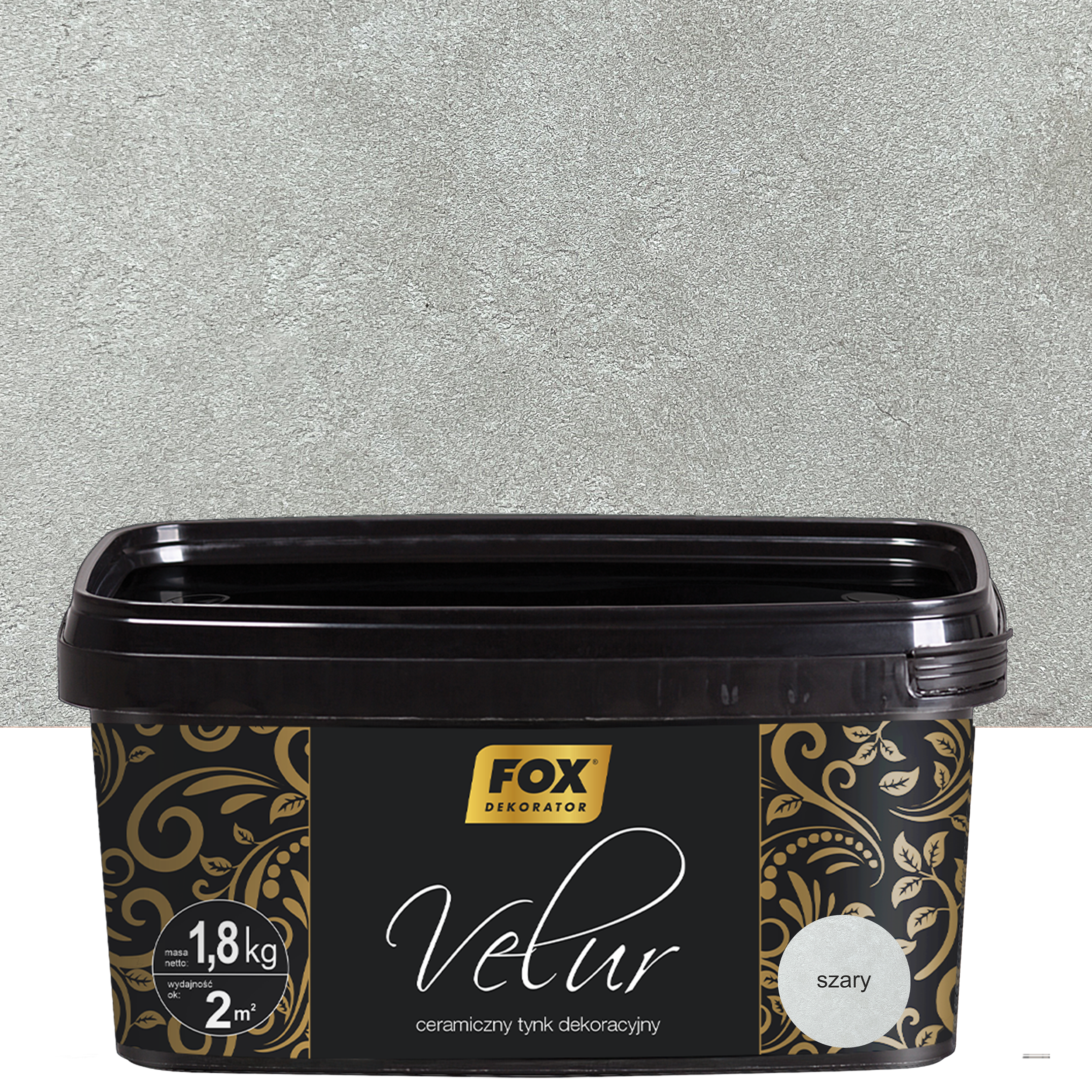 Tynk dekoracyjny ceramiczny Velur Szary 1.8 kg Fox