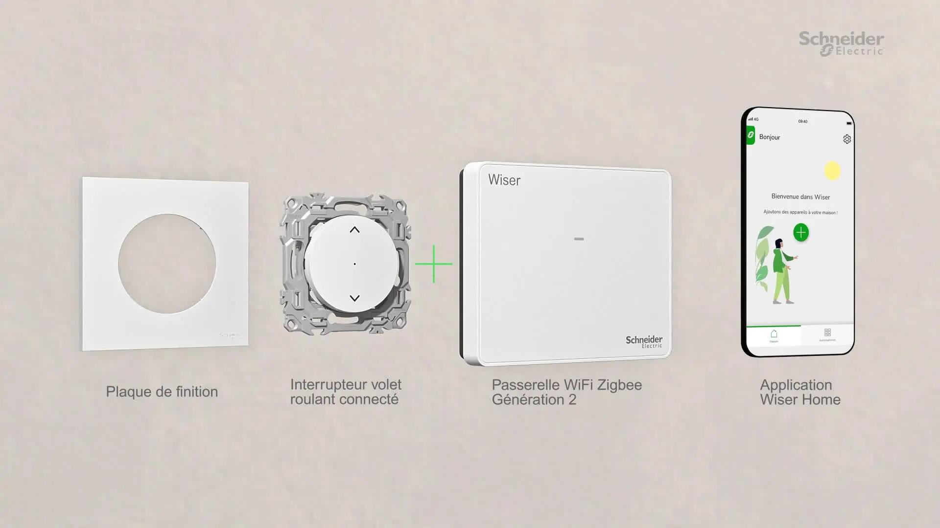 Interrupteur volet roulant connecté Wiser Odace, SCHNEIDER ELECTRIC, noir - 2