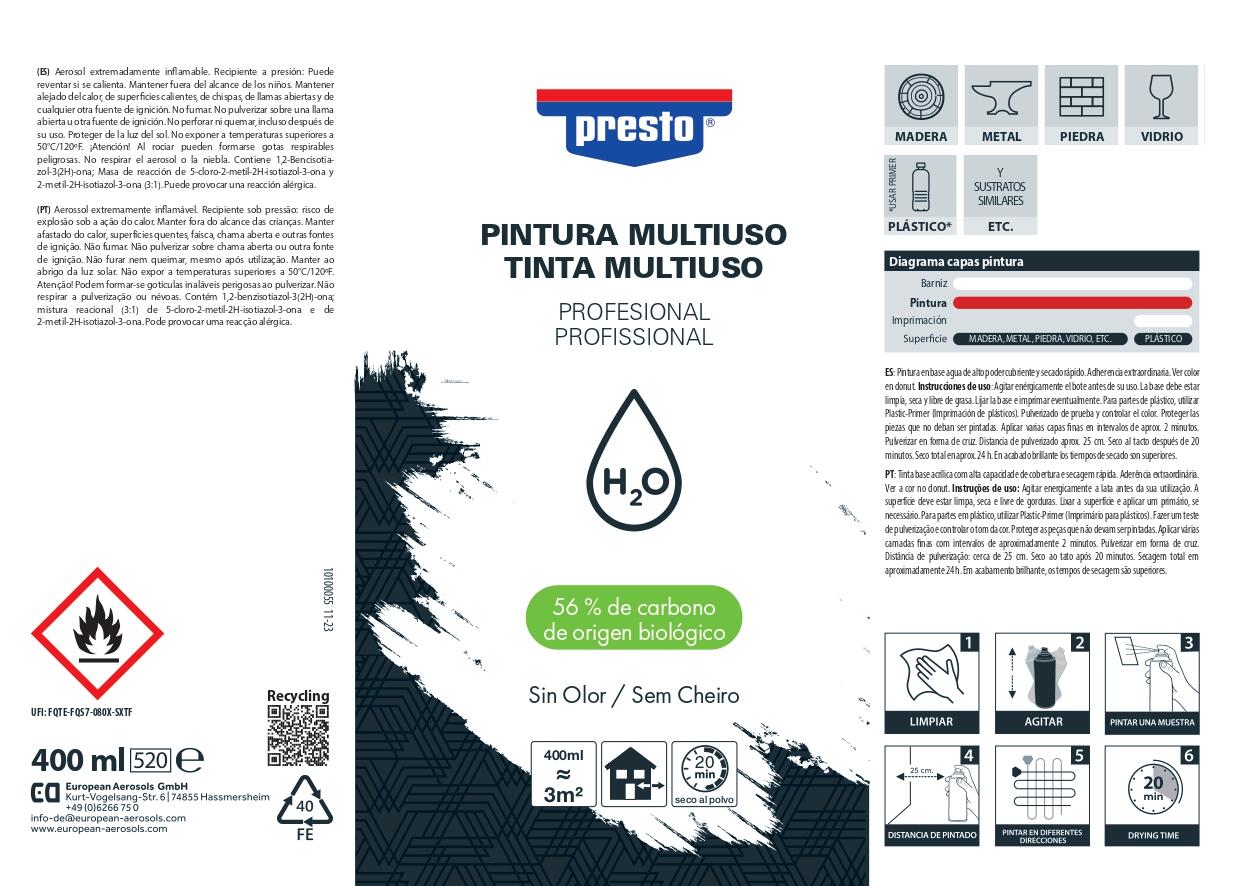 ESPRAY PINTURA AL AGUA MATE 400ML NEGRO - 2