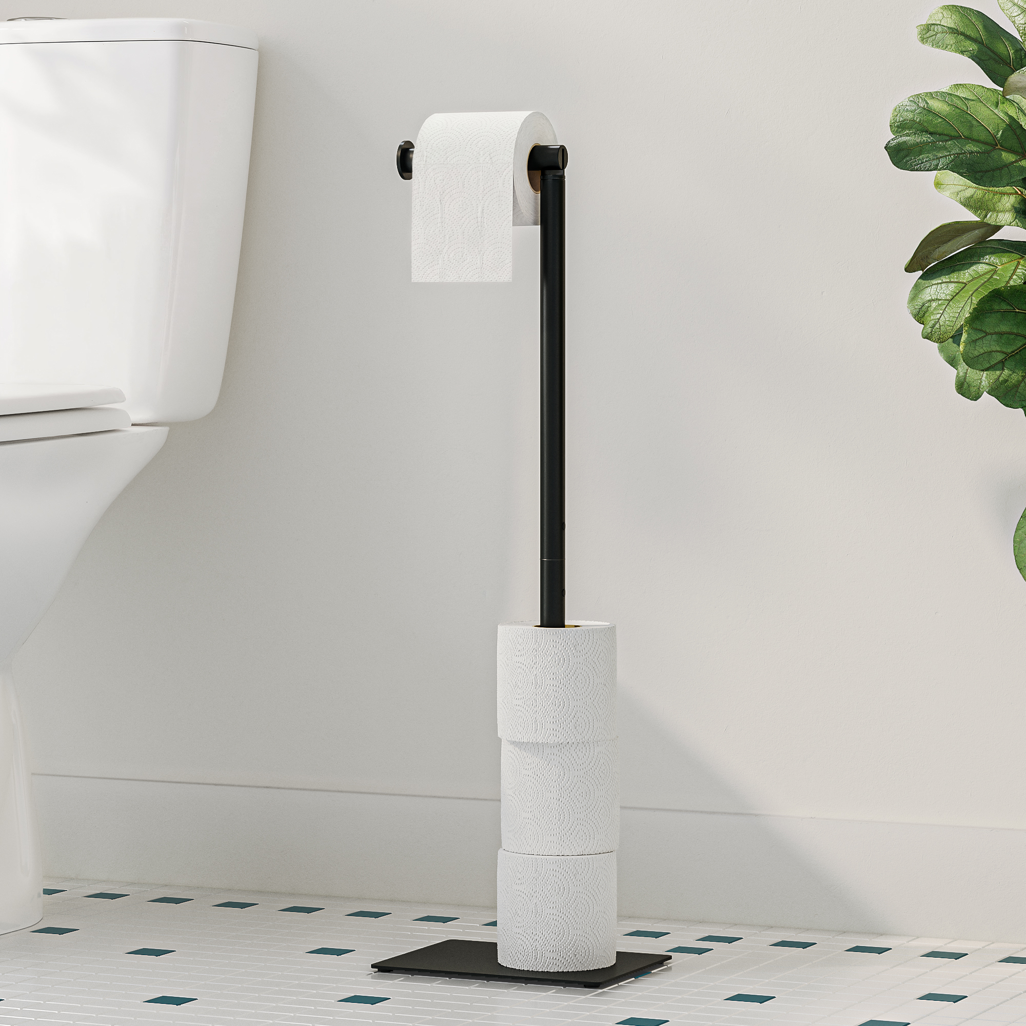 Uchwyt na papier toaletowy i zapas papieru Essential czarny Sensea - 3