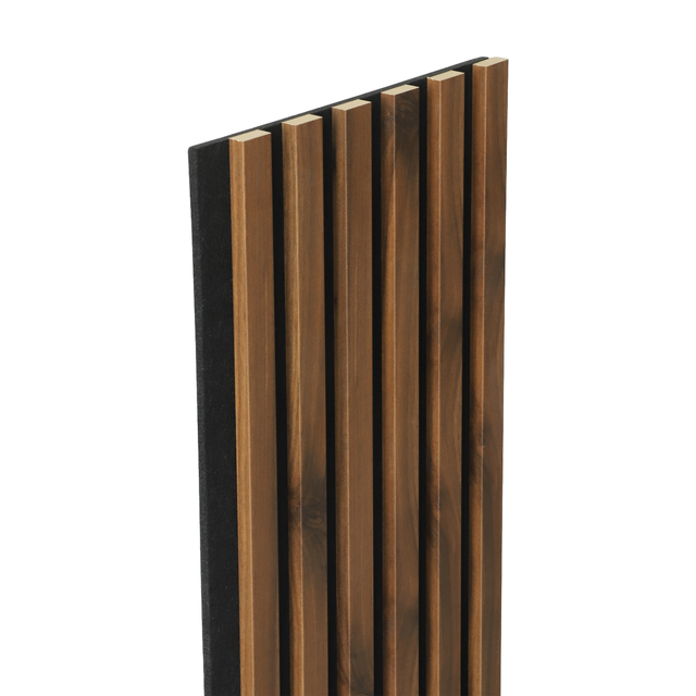 Panele ścienne 3D lamel na czarnym filcu 270x30 cm Orzech Trend 6 lameli