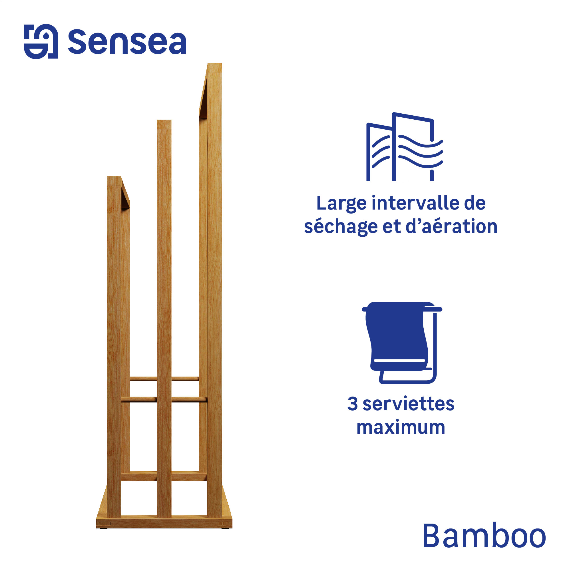 Porte-serviette sur pied Bambou marron SENSEA - 5