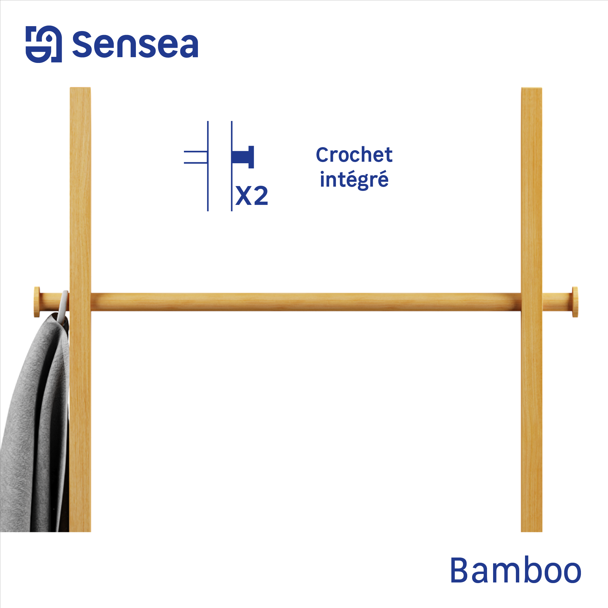 Echelle porte-serviette Bambou marron SENSEA - 5
