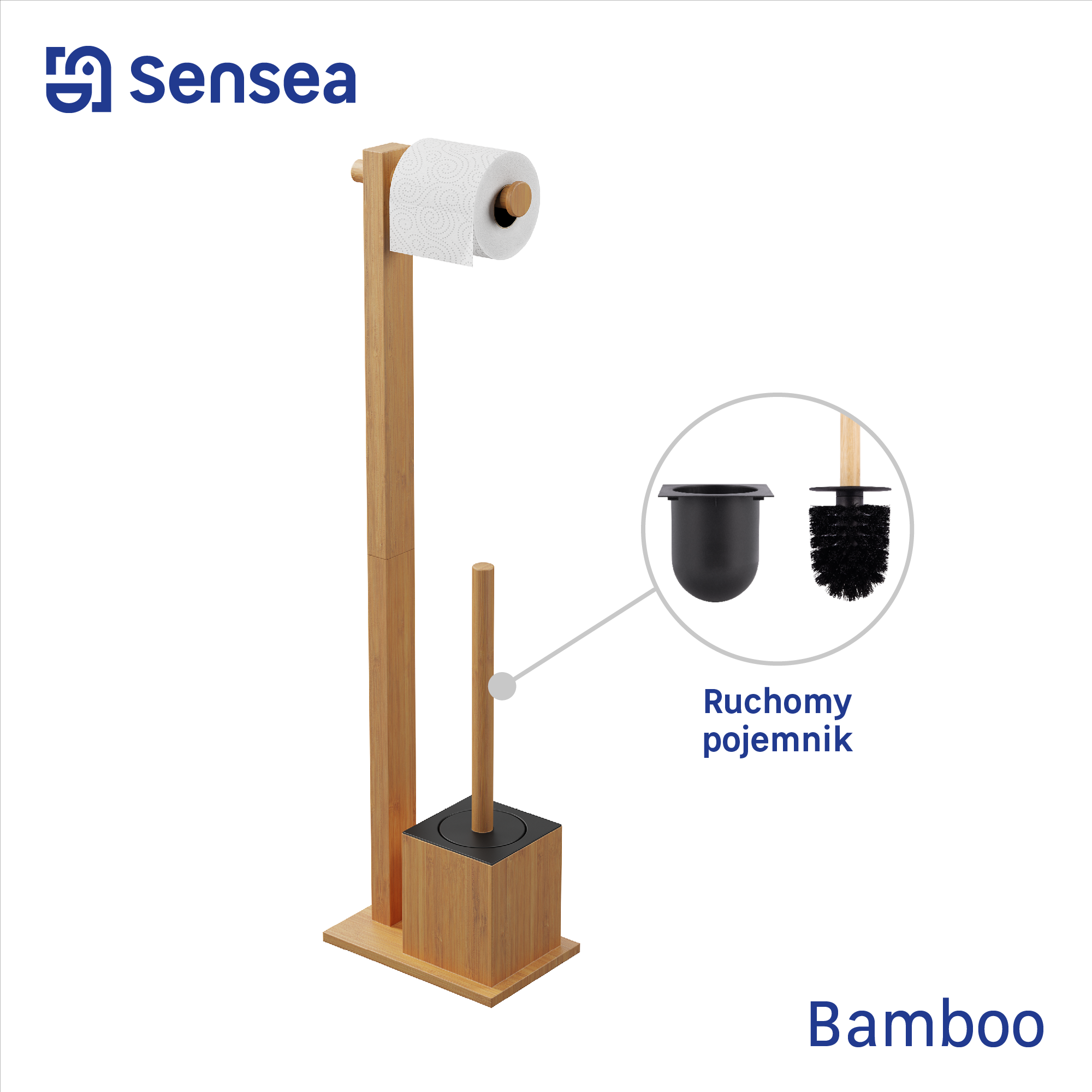 Stojak na papier toaletowy i szczotkę WC Natural Bambus Sensea - 5