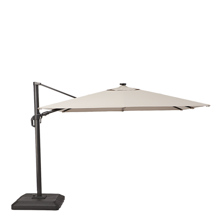 guarda-chuva lateral-material-sonora-II-led-base-alu-quadrado-taupe-moon