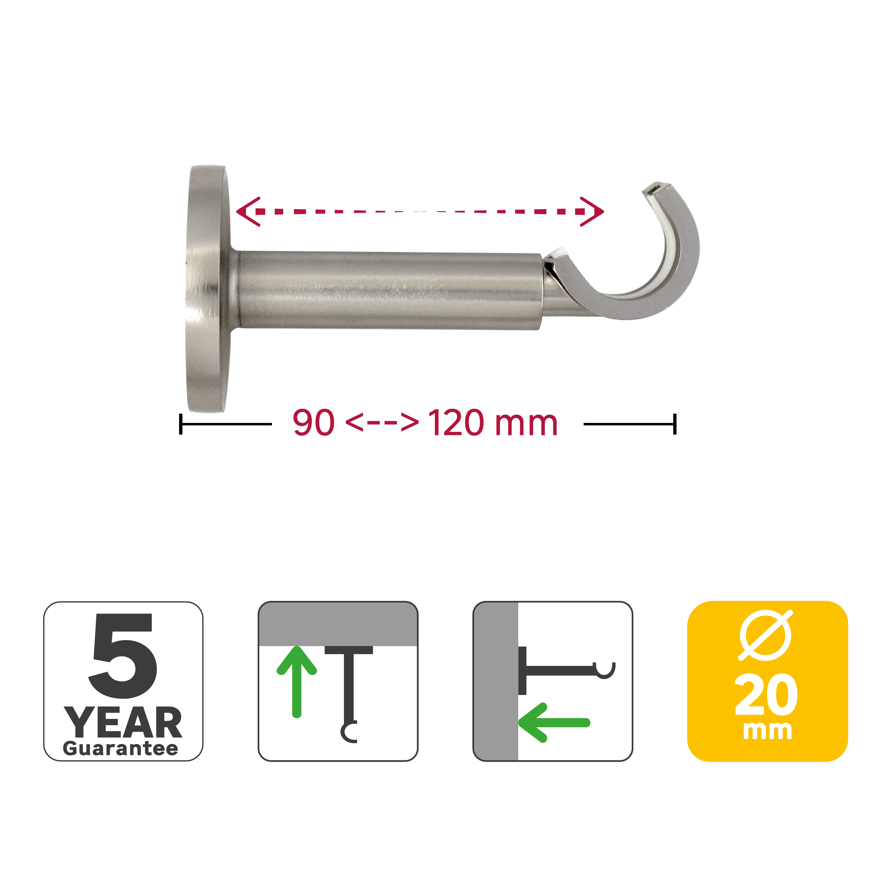 2 Suportes INSPIRE easyfix d20cm extensíveis 90-120mm bronze - 4