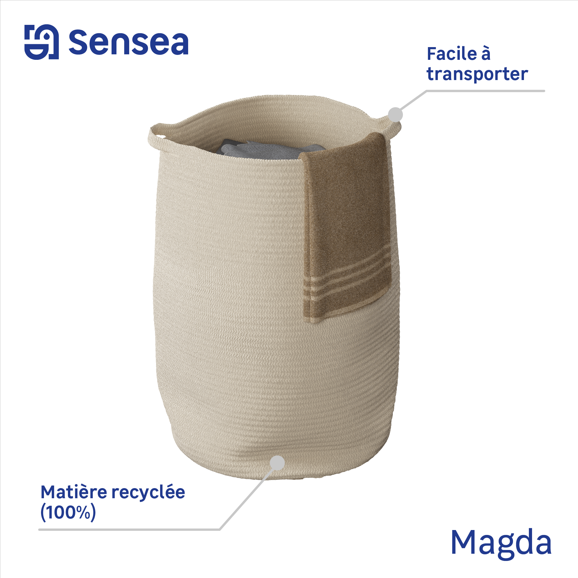 Sac à linge l.38 x H.55 x P.38 cm SENSEA - 5