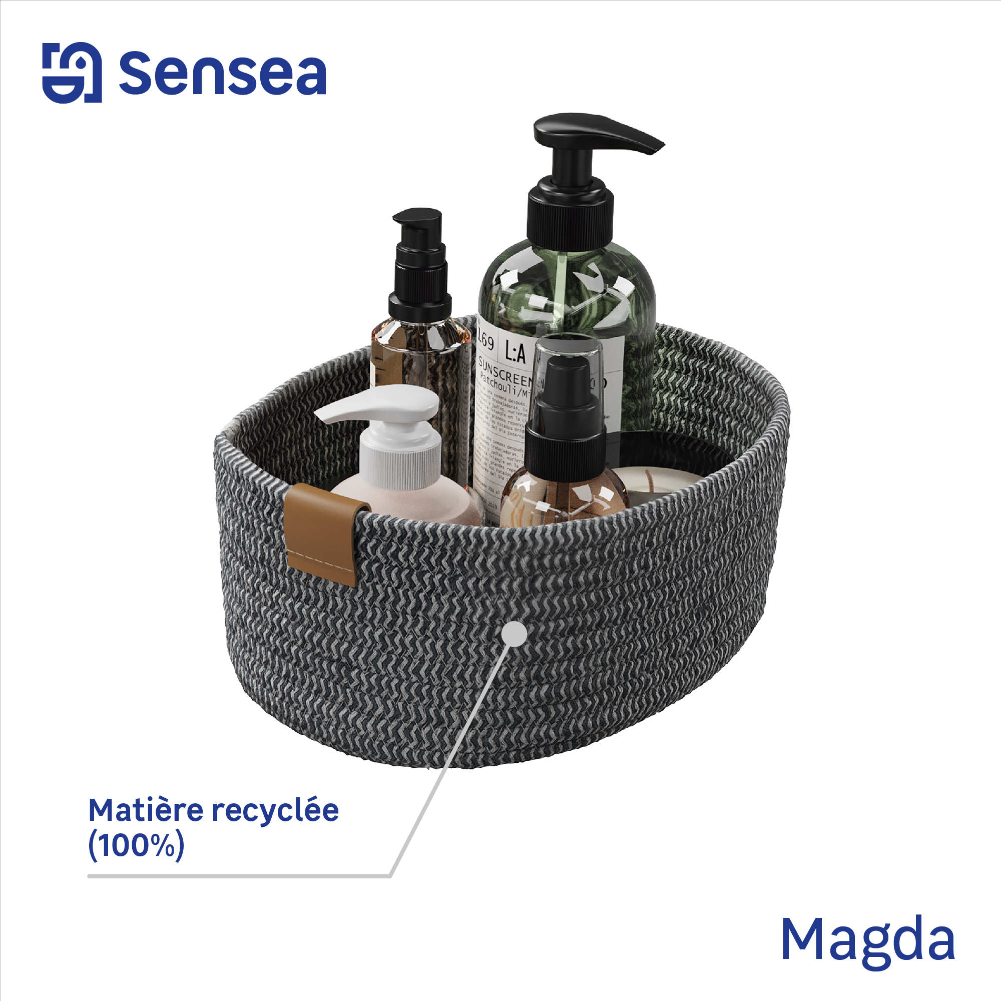 Lot de 2 paniers magda gris l.20 x P.27 x H.11.5 cm SENSEA - 5