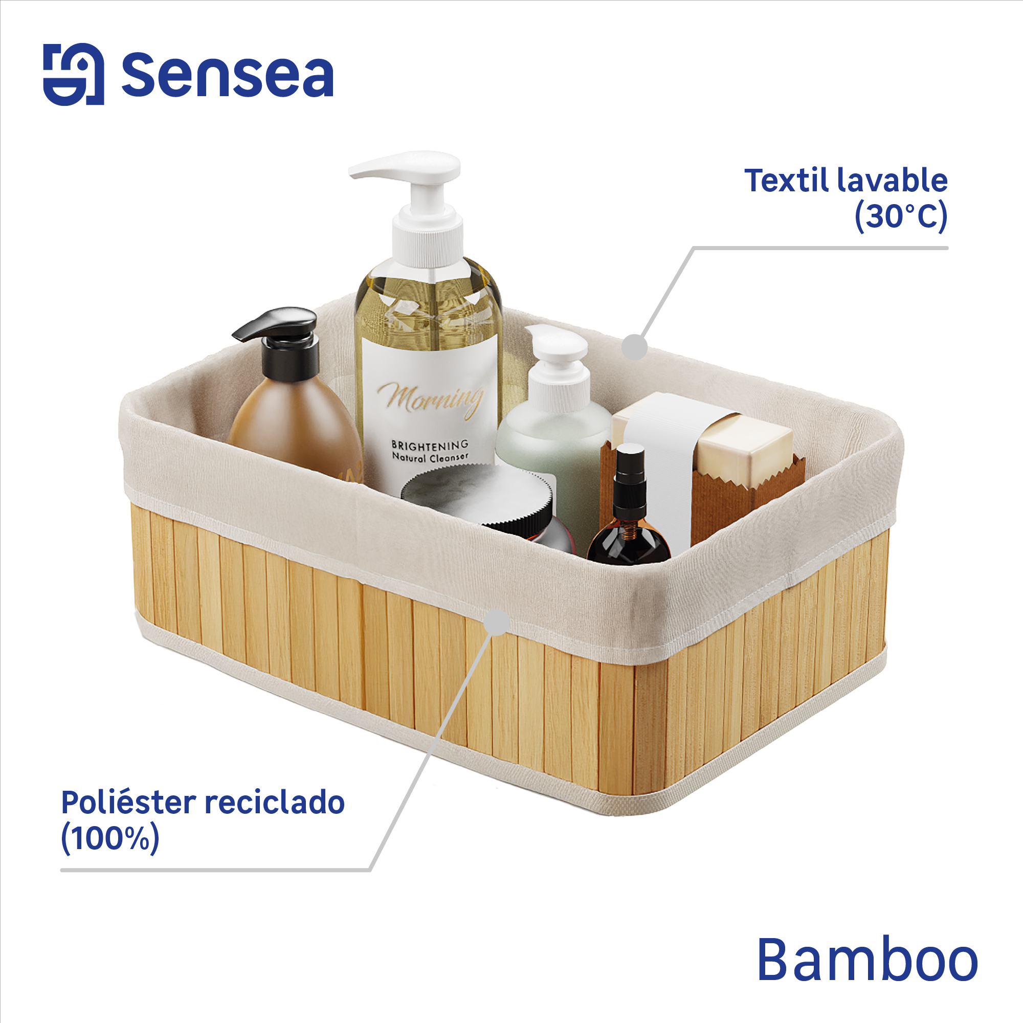 Cesta de bambú Natural marrón 17 l de 33x12 cm - 4
