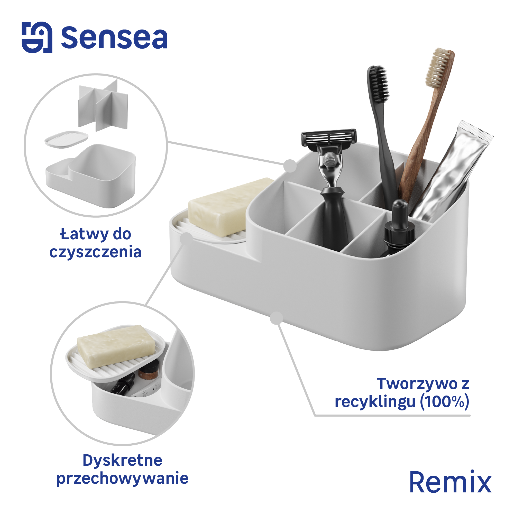 Organizer łazienkowy 12 cm Remix Sensea - 5