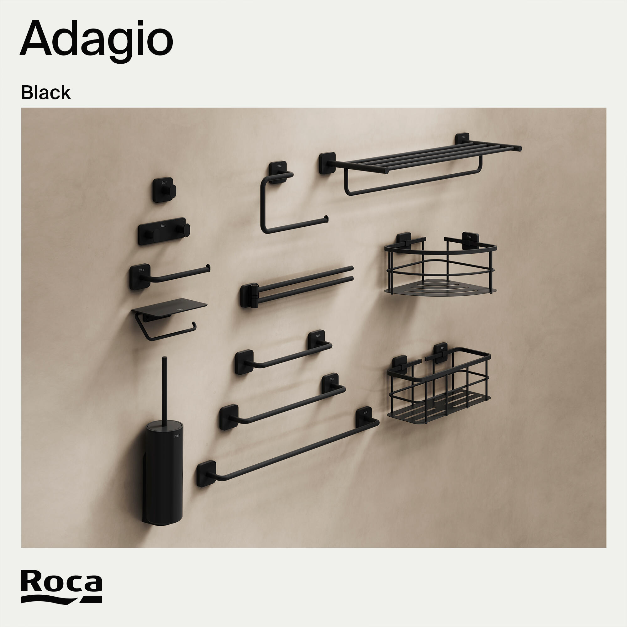 Portarrollos de papel higiénico Adagio-N negro adheviso o para atornillar - 4