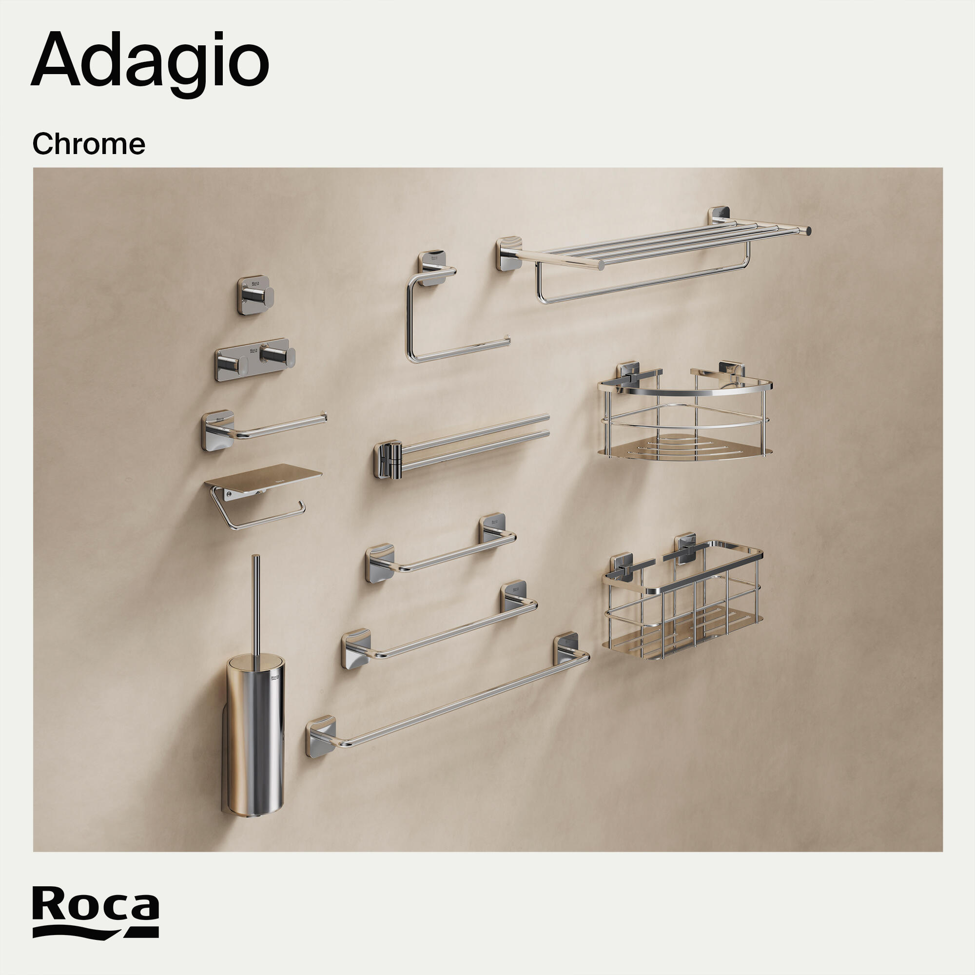 Organizador de ducha Adagio cromo acero inoxidable brillante con 1 altura 22x12x12 cm - 6