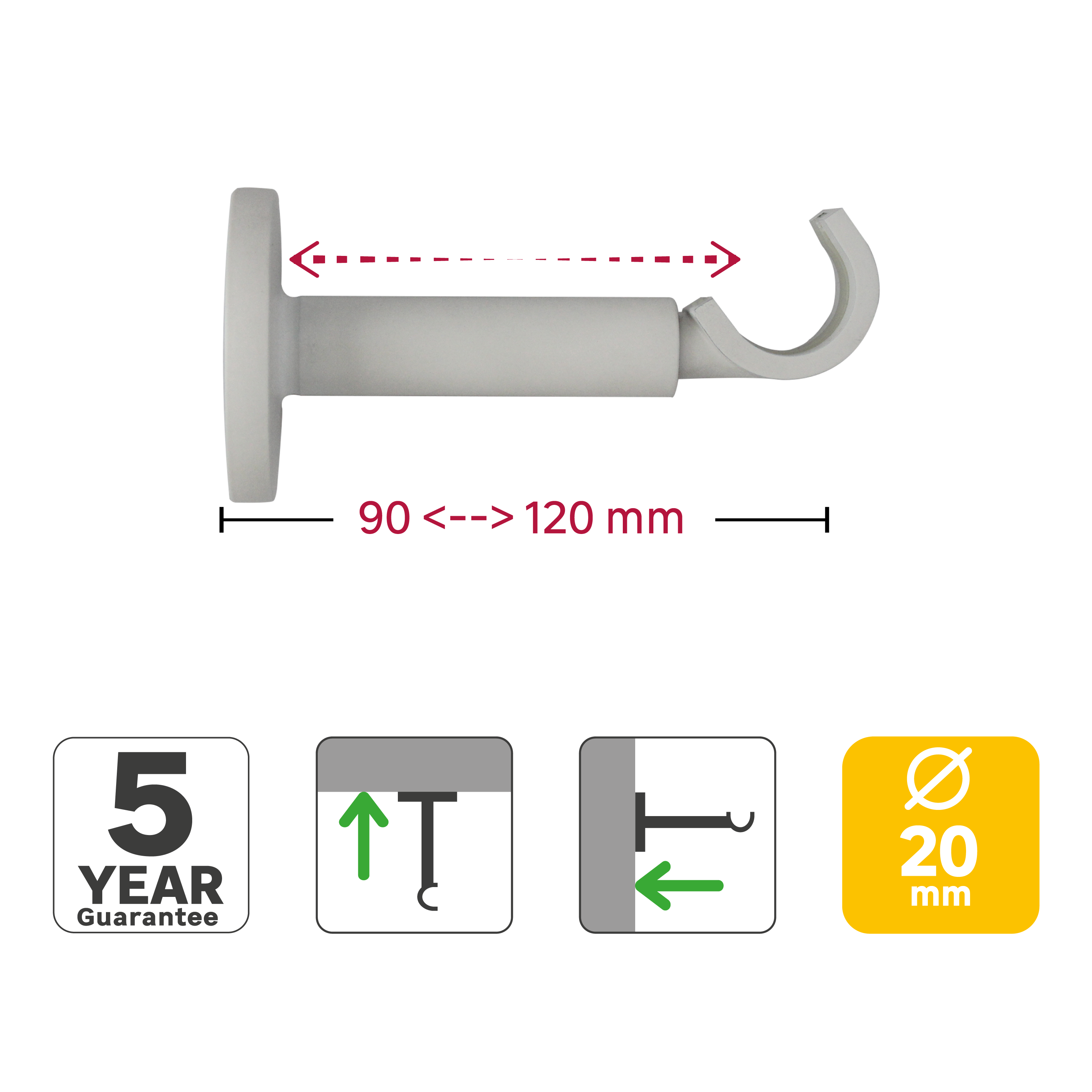 Suporte teto Organic branco D50cm 12cm branco Inspire - 4