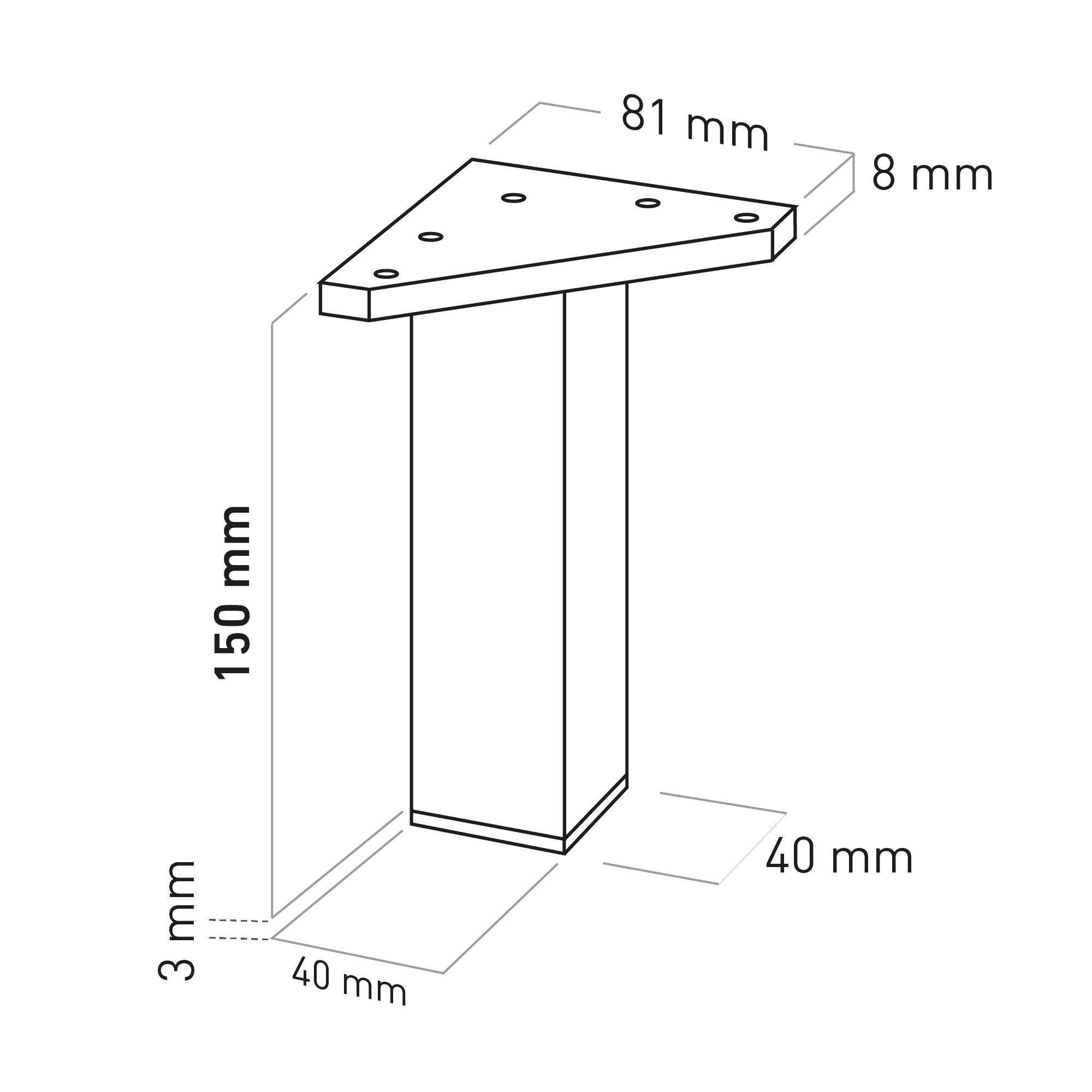 4 Pés de móveis ABS H150 40X40 - 6