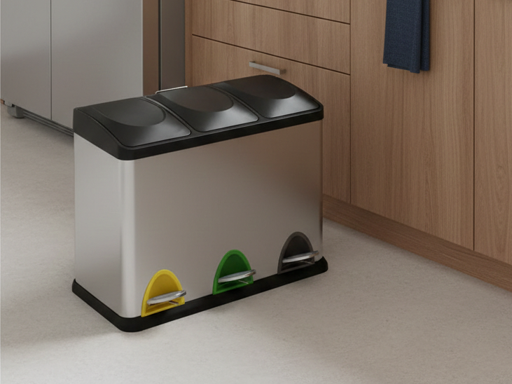 Balde do Lixo para reciclagem 3 compartimentos de 15L - 3