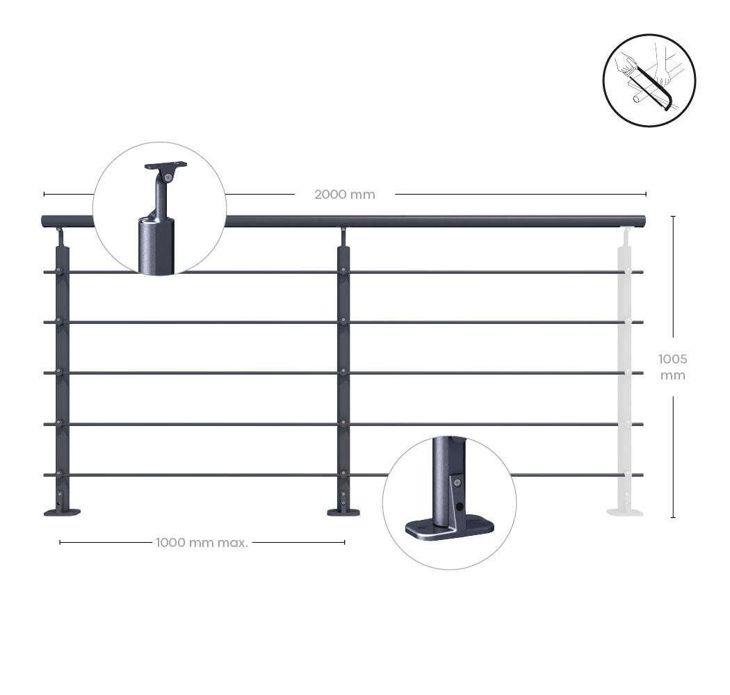 Dimension du garde-corps OPALU KORDO  - 1