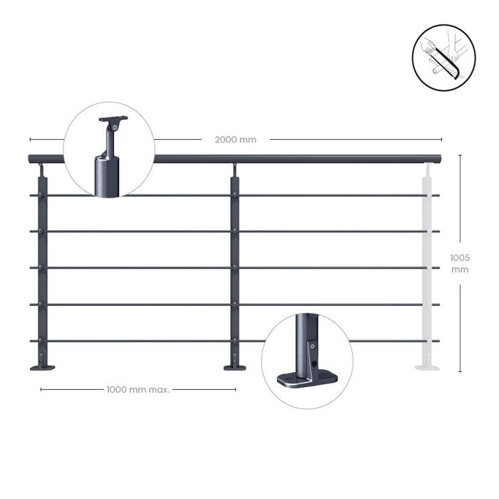 Dimension du garde-corps OPALU KORDO 