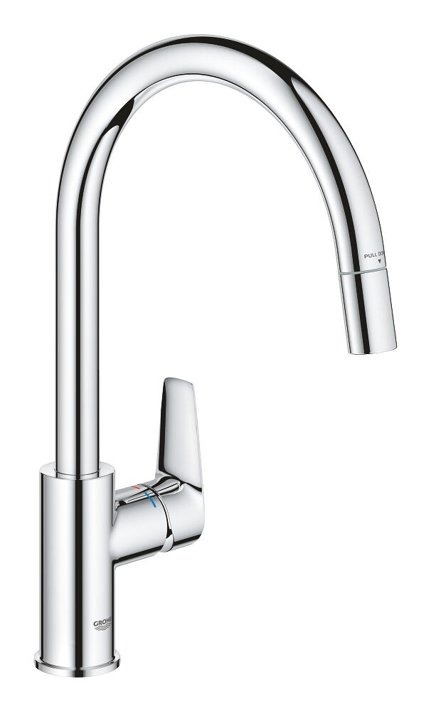 Grifo monomando de cocina caño alto extraíble GROHE StarEdge gris
