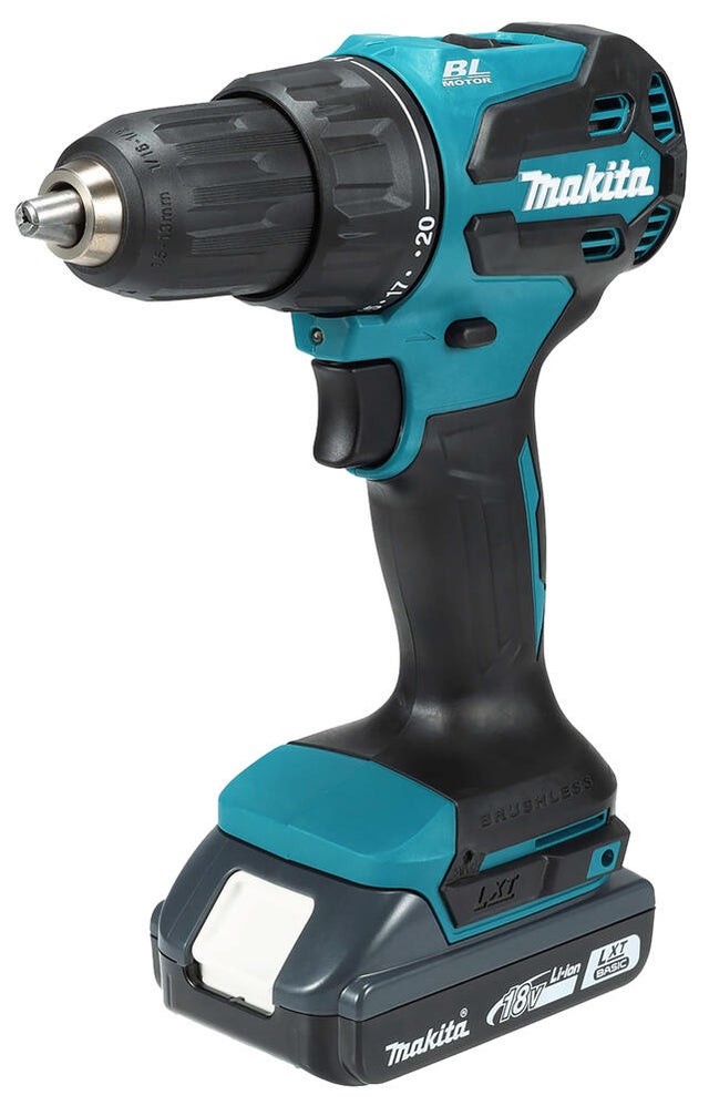 Perceuse à percussion 18 V MAKITA Dhp490wve, 65 Nm + 2 batteries
