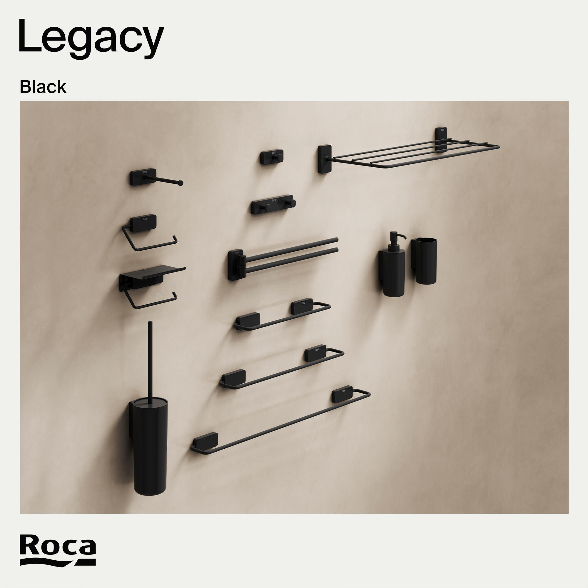 Perchero de pared Legacy acero inoxidable negro  con 2 ganchos - 4