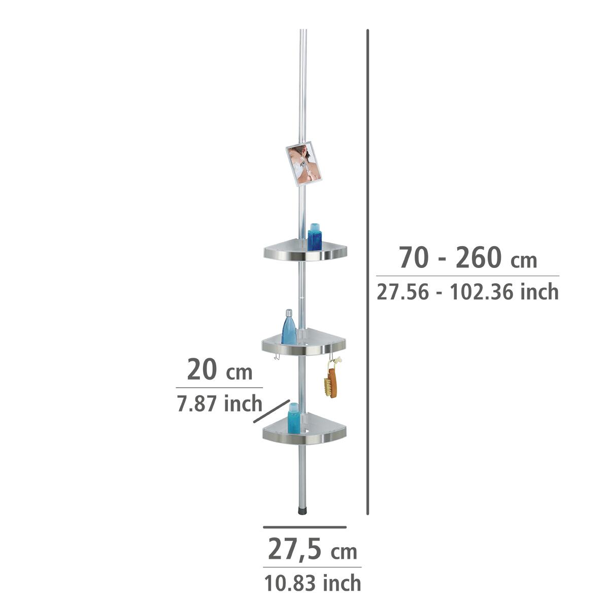 Cesto de duche canto extensivel com espelho cromado 135-260 cm Wenko - 7