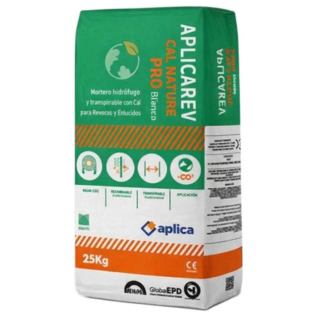 MORTERO CAL DE REVOCO APLICAREV NATURE PRO 25KG BLANCO